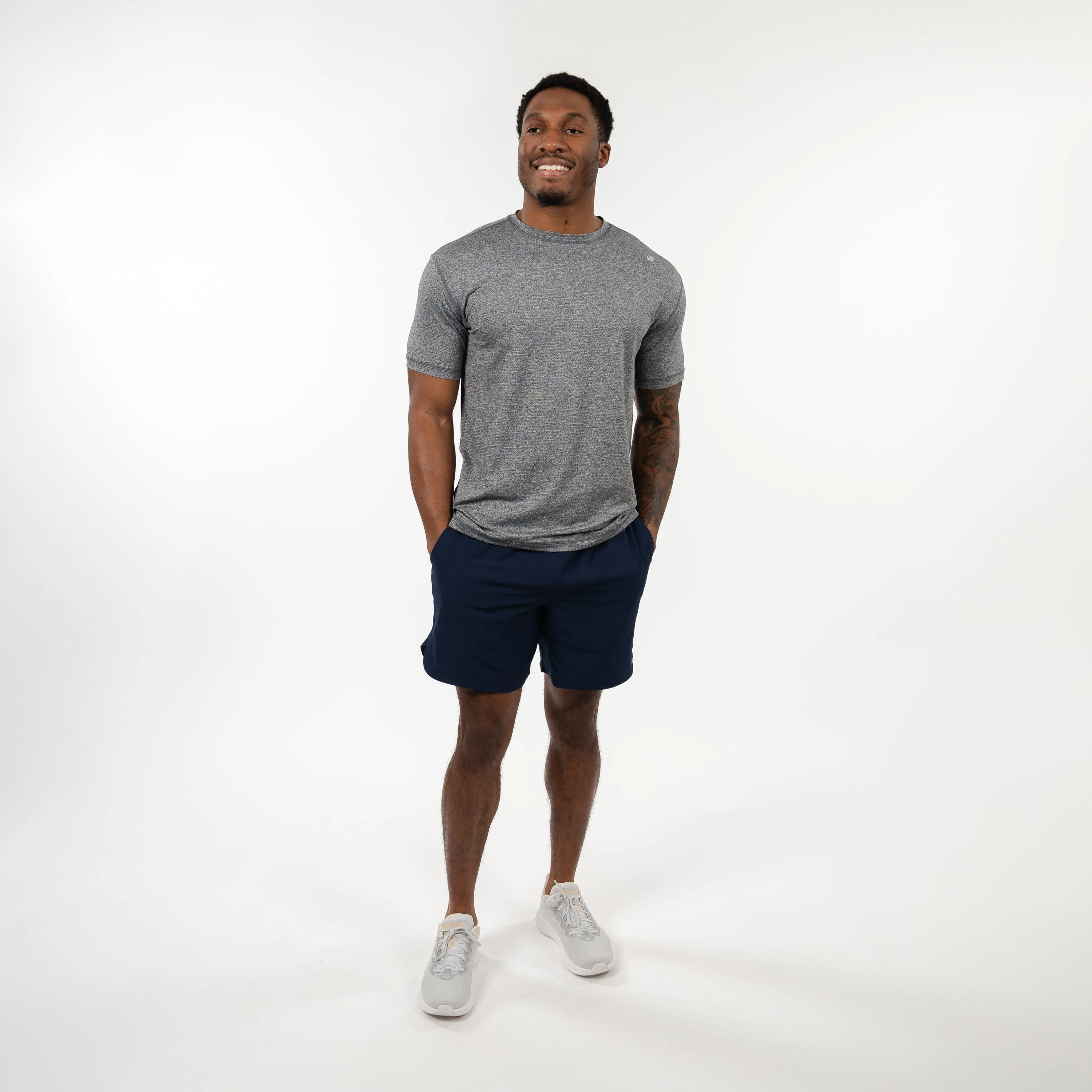 Blitz Tech Tee | Heather - Middie Grey/White - Image 6