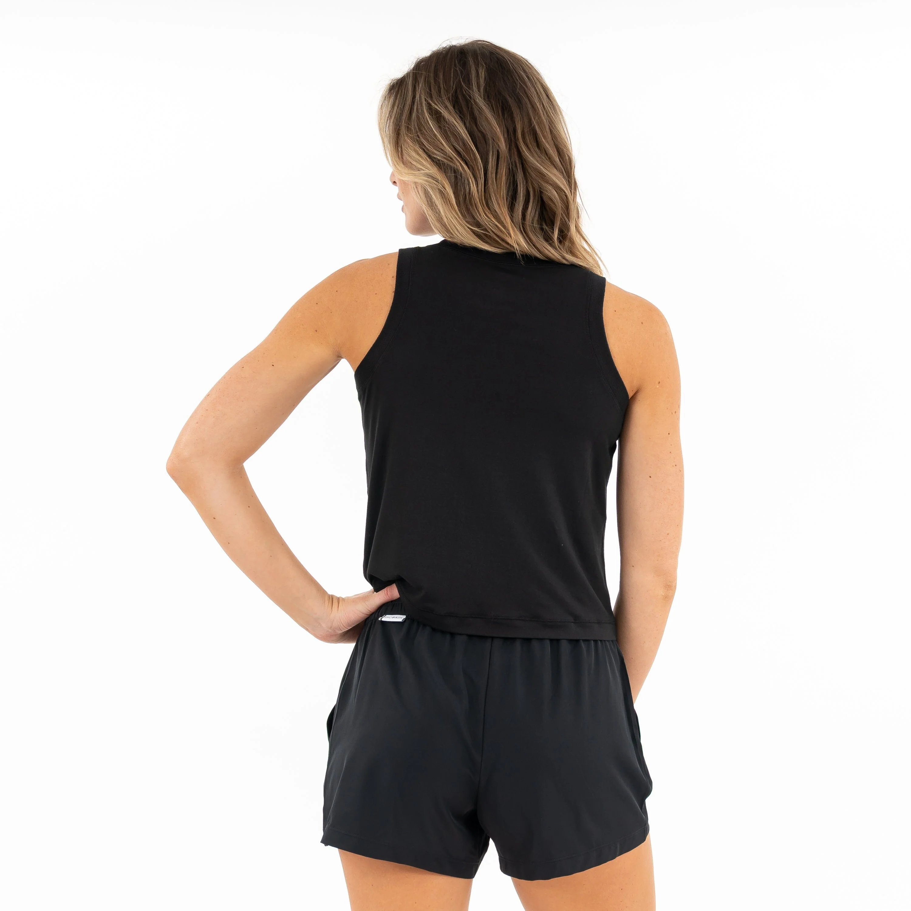Drift Performance Crop Tank | Solid - Midnight Black - Image 3