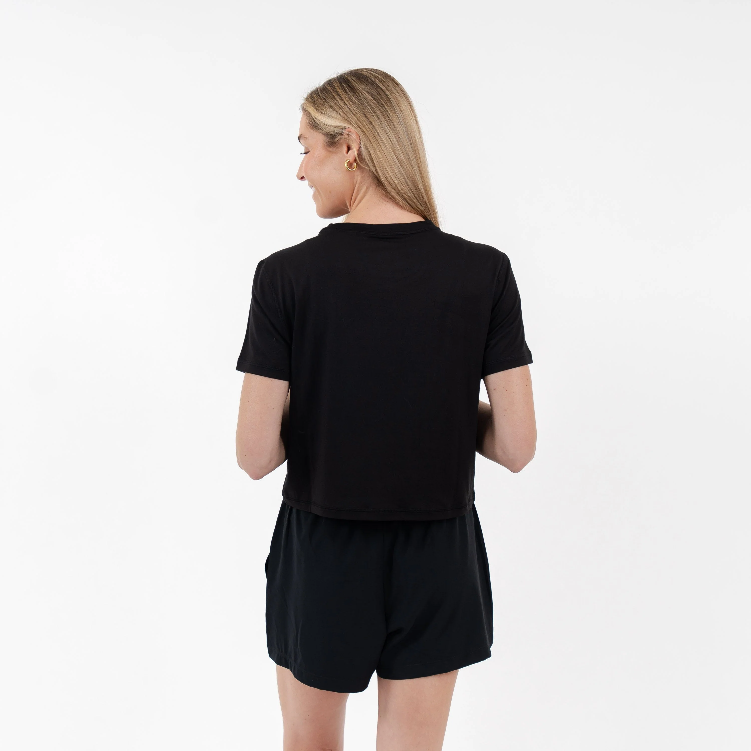 Drift Performance Crop Tee | Solid - Midnight Black - Image 2