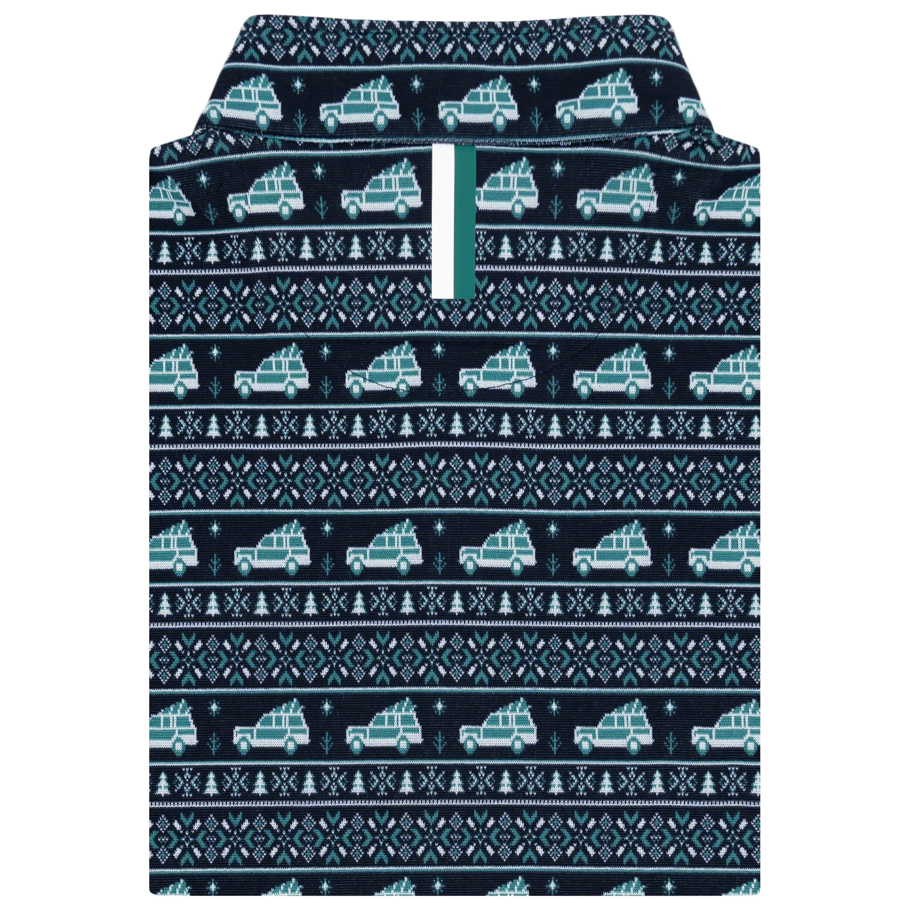 Griswold Jacquard Performance Q-Zip | The Griswold - Fleet Navy/Leaf Green - Image 2