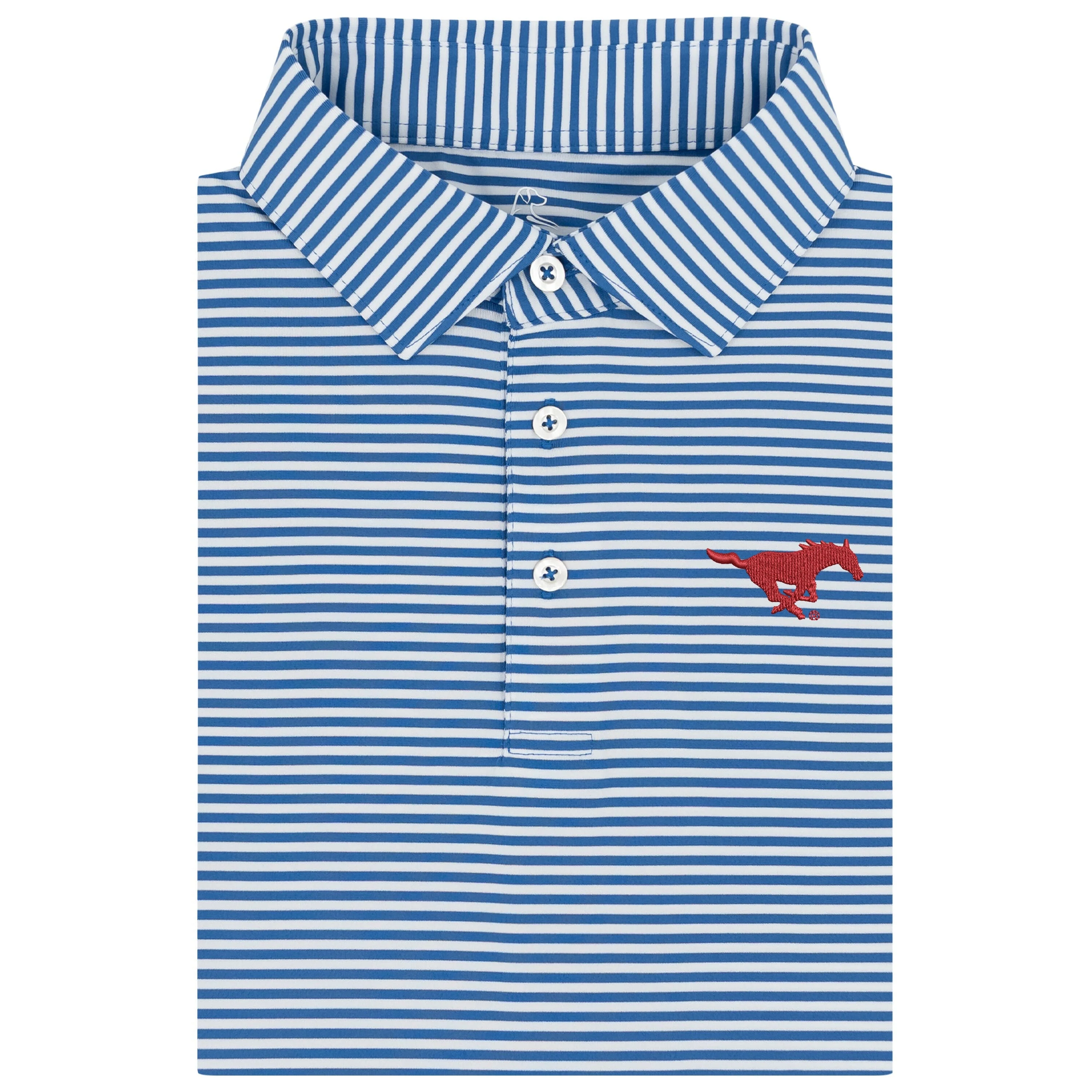 The Birdie Stripe - SMU | Collegiate Polo | The Birdie Stripe - Azure Blue/White - SMU 3 RED