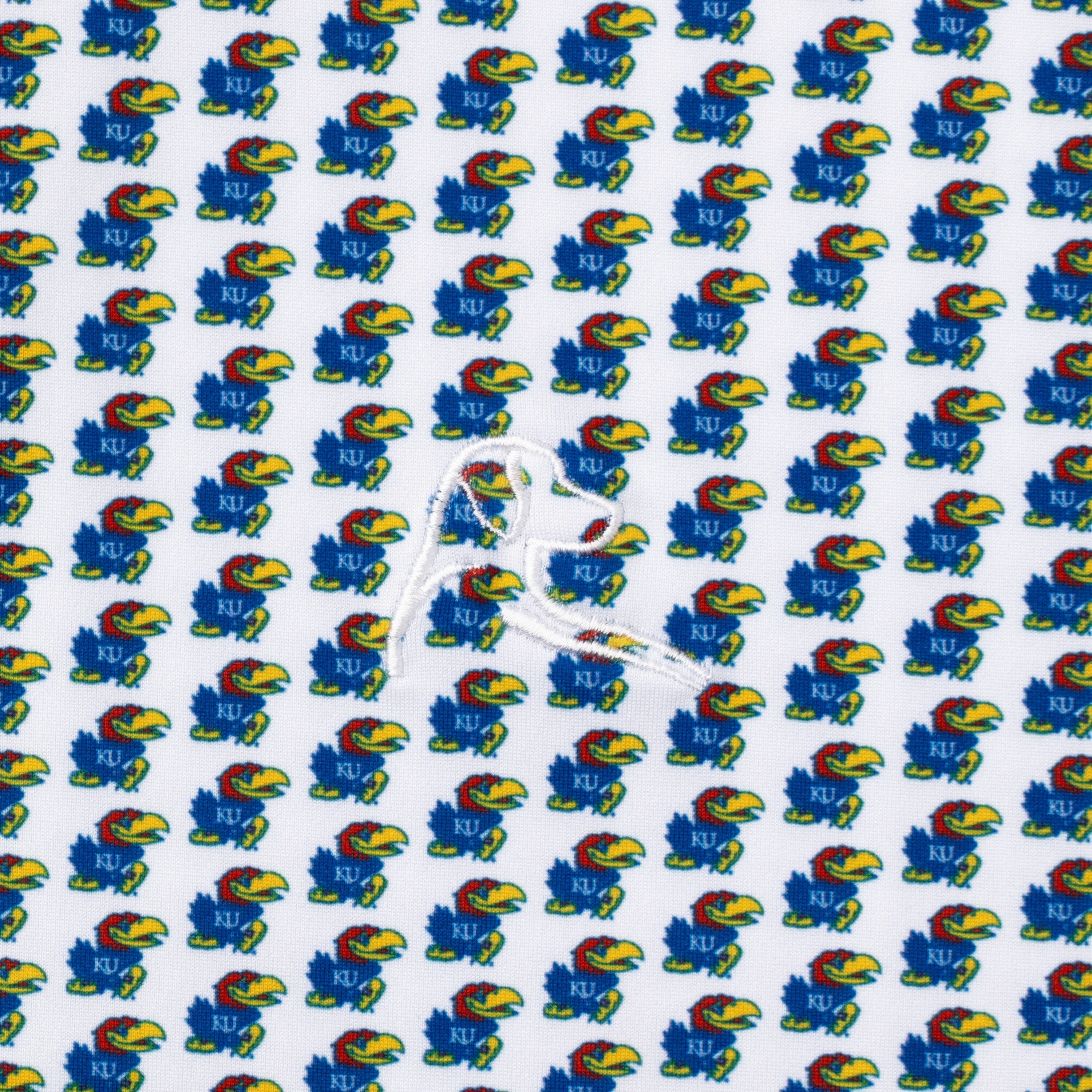 The Kansas Big Jay | Collegiate Polo | The Kansas Big Jay - White/Azure Blue - Image 3