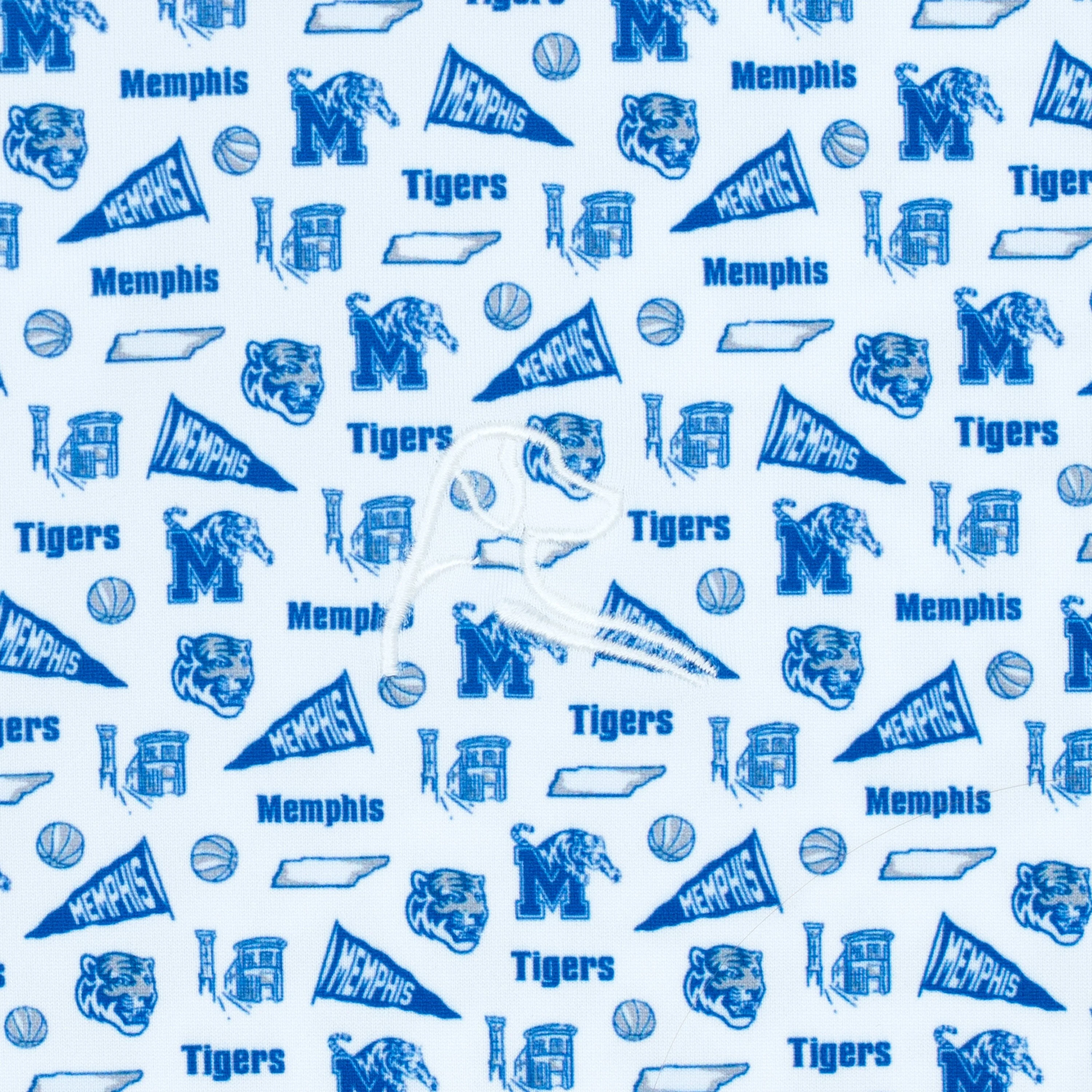 The Memphis Gameday | Collegiate Polo | The Memphis Gameday - White/Ocean Blue - Image 3
