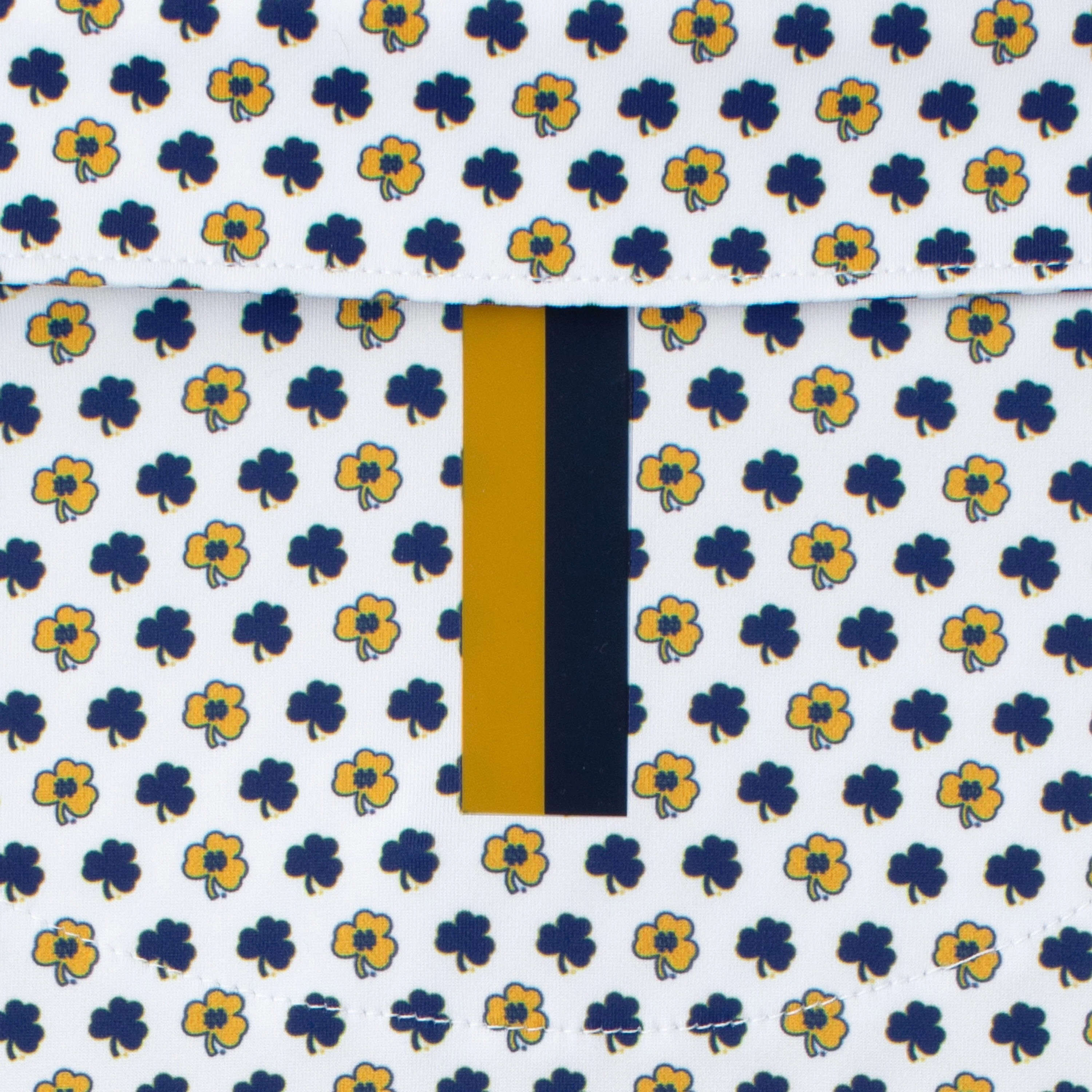 The Notre Dame Golden Clover | Collegiate Polo | The Notre Dame Golden Clover - White/Indigo Blue - Image 4