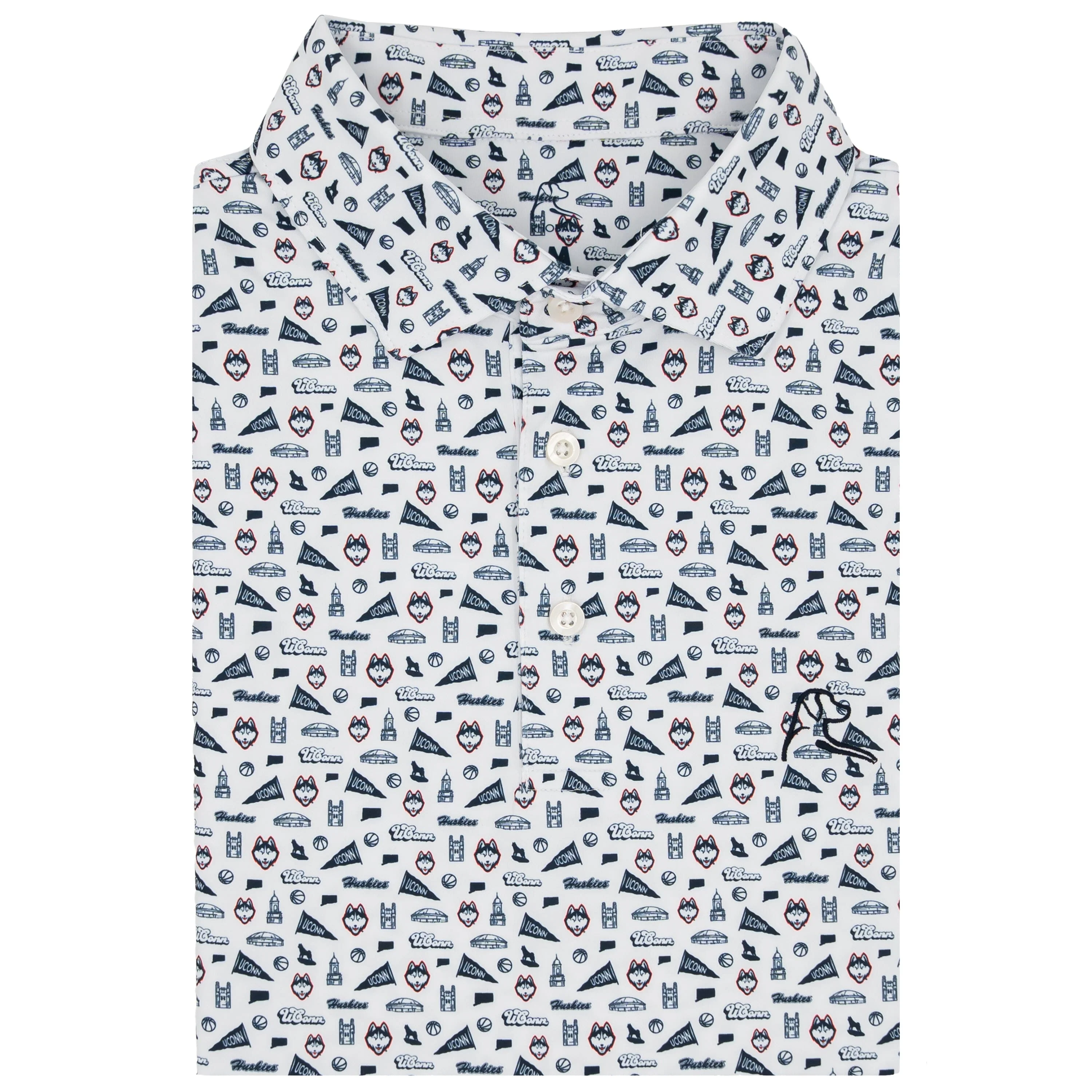 The UConn Gameday | Collegiate Polo | The UConn Gameday - White/Indigo Blue