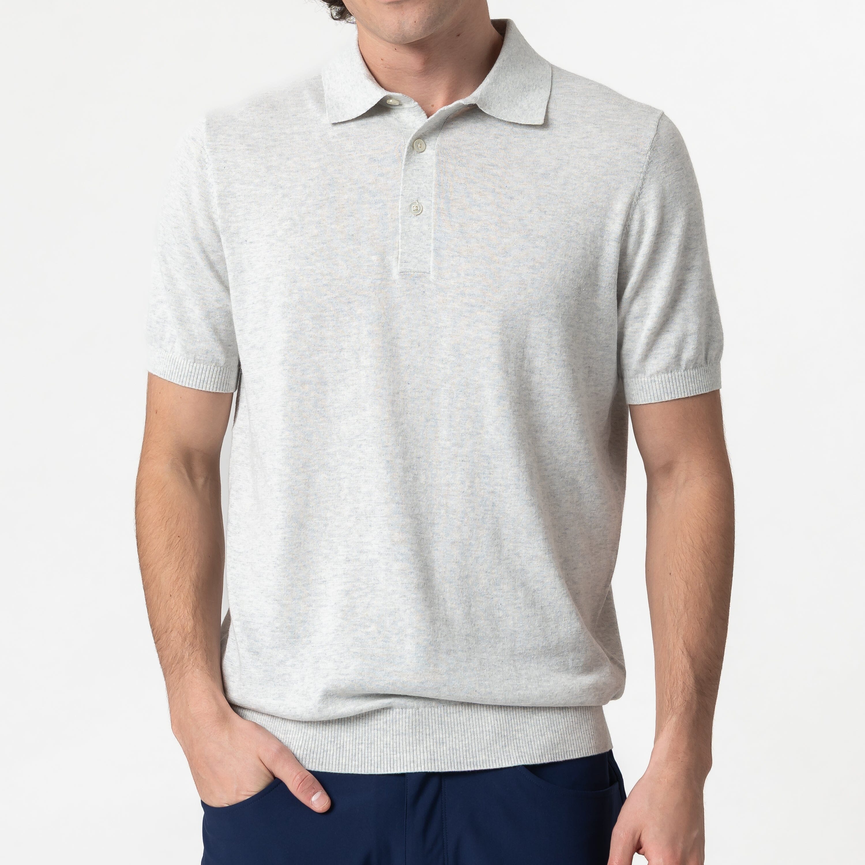 Harbor Stretch Sweater Polo | Heather - Stainless Steel/White - Image 2