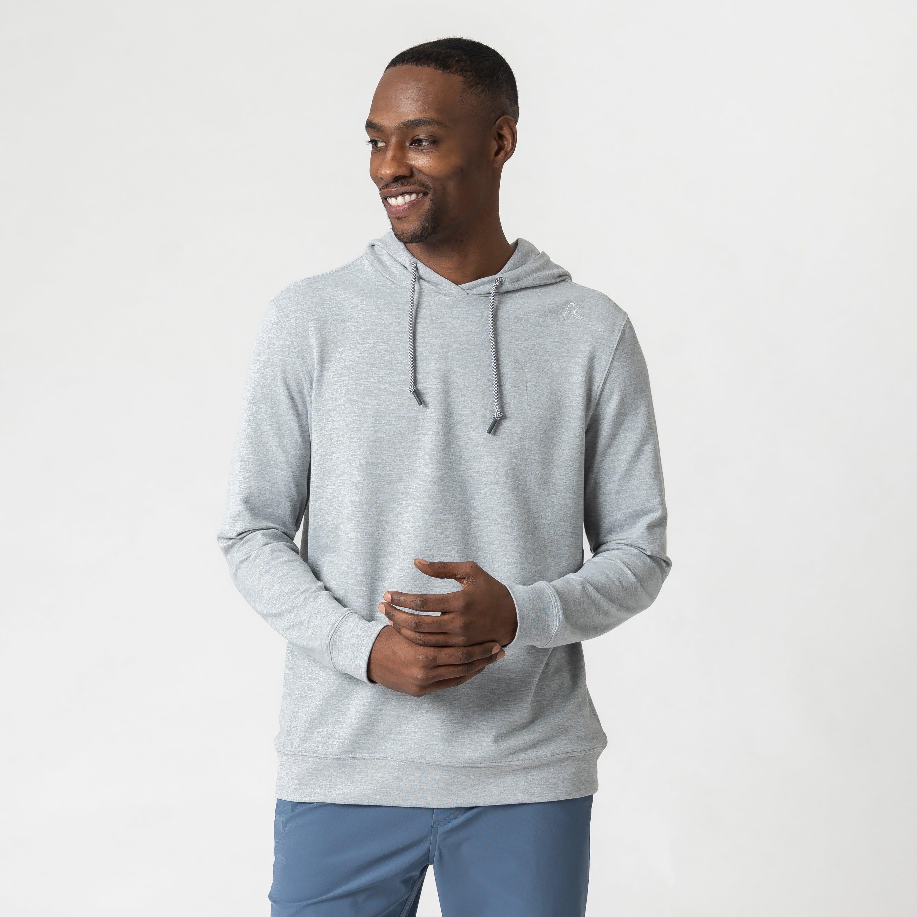 Hesi Performance Hoodie | Heather - Stainless Steel/White - Image 5