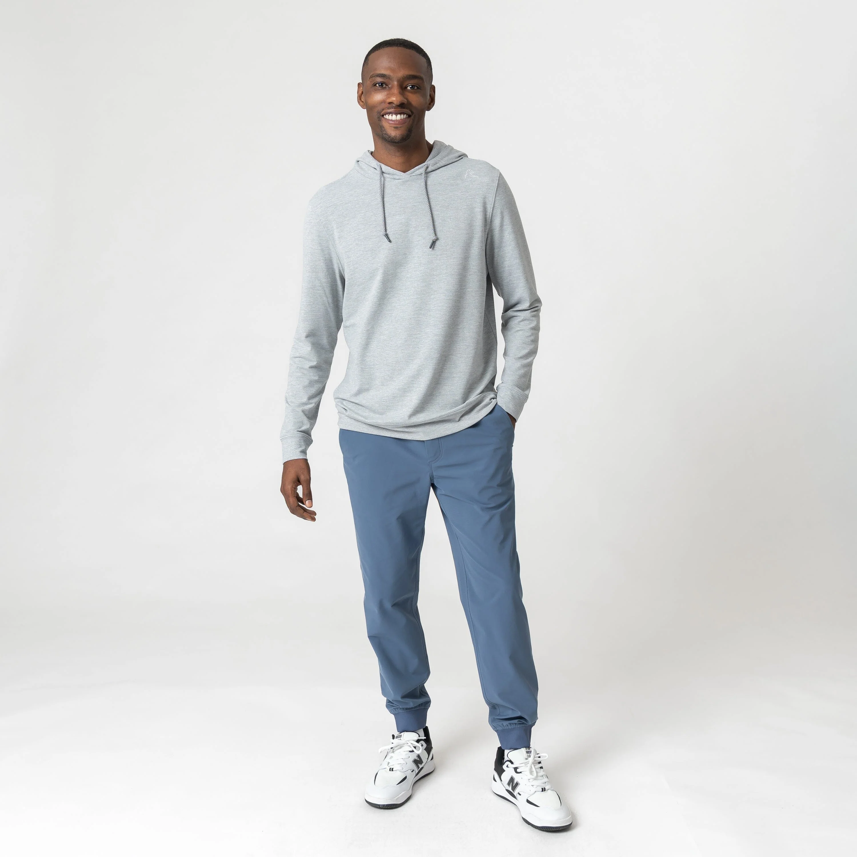 Hesi Performance Hoodie | Heather - Stainless Steel/White - Image 6