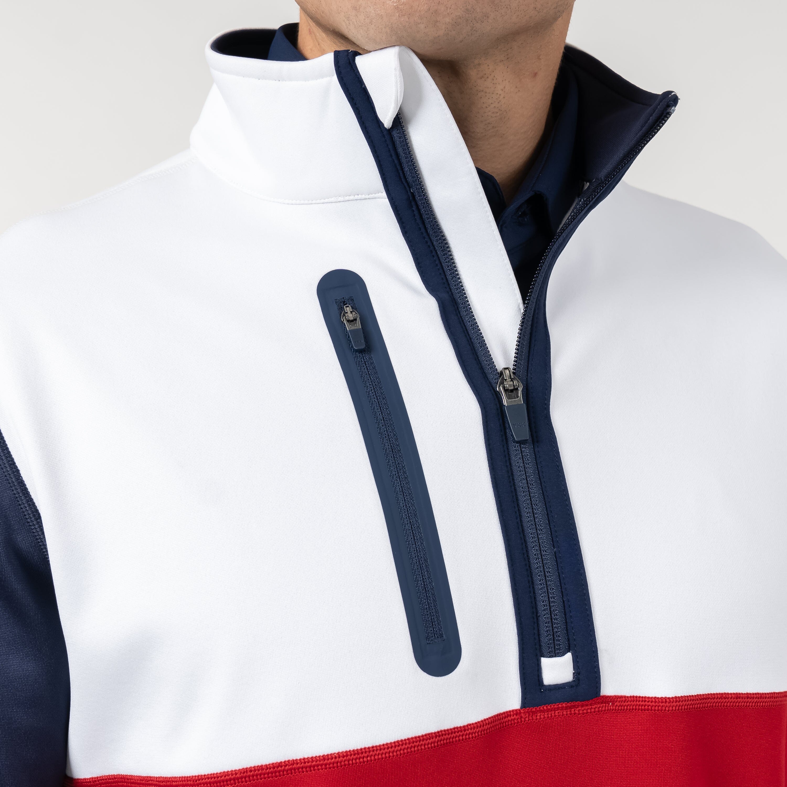 Knoll Performance Half-Zip | The Triple Block - White/Cardinal Red/Fleet Navy - Image 2