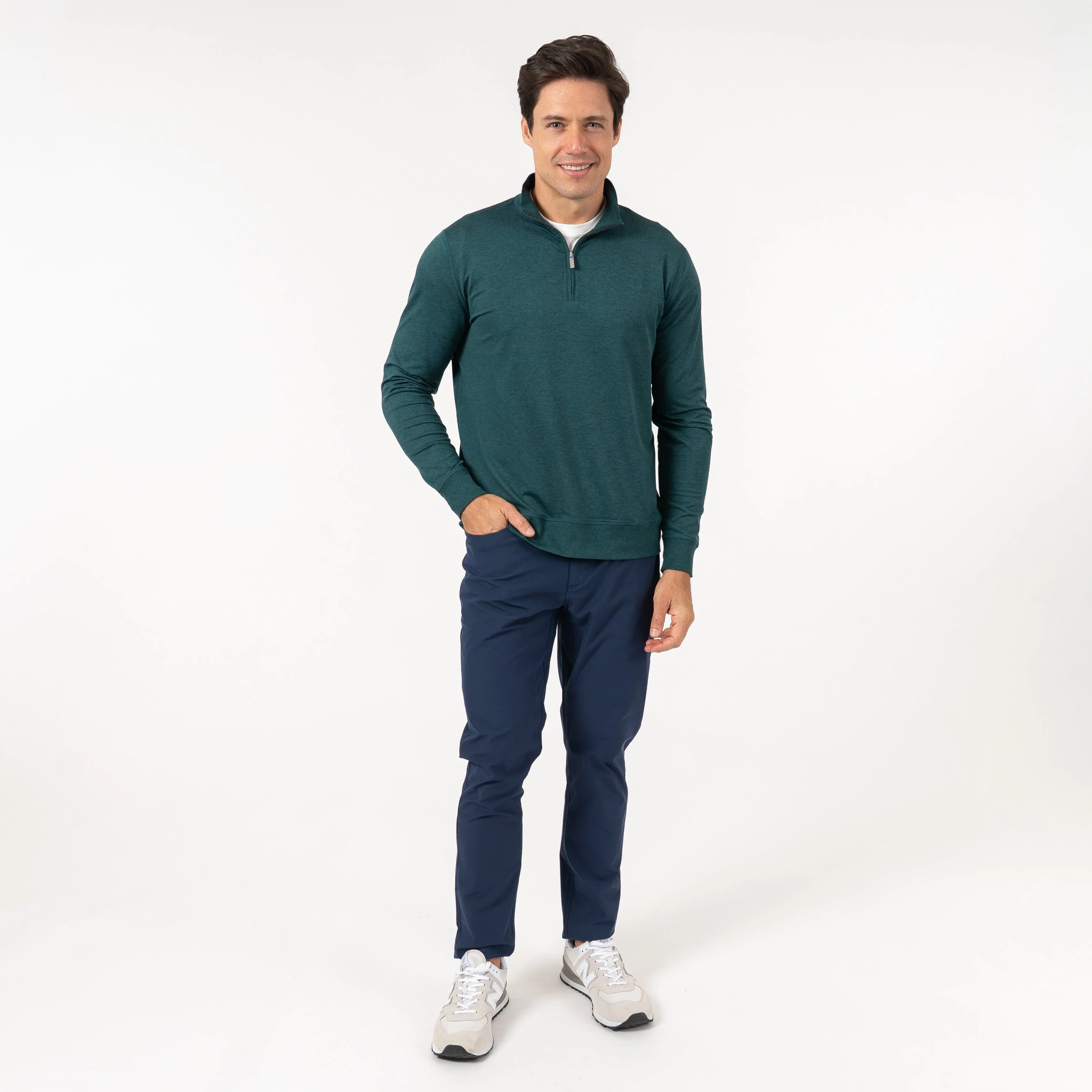 Pace Q-Zip Pullover | Heather - Ponderosa Green/Hunter Green - Image 7