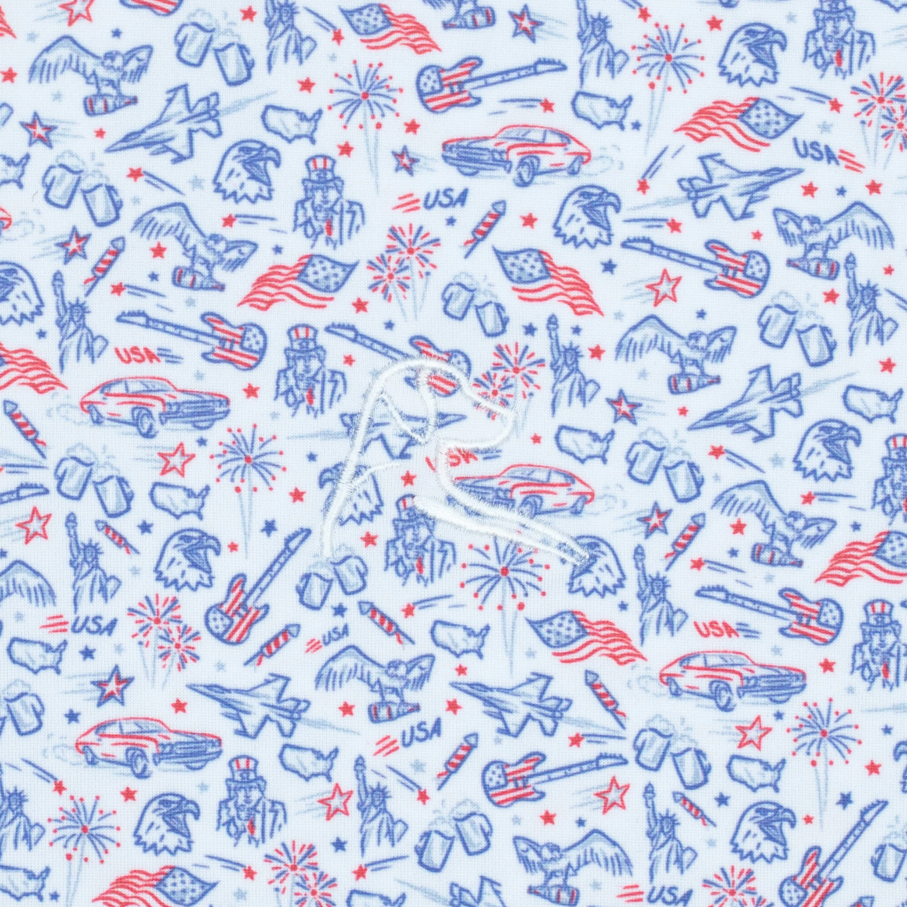 The All-American | Performance Polo | The All-American - White/Bunker Blue - USA - Image 3