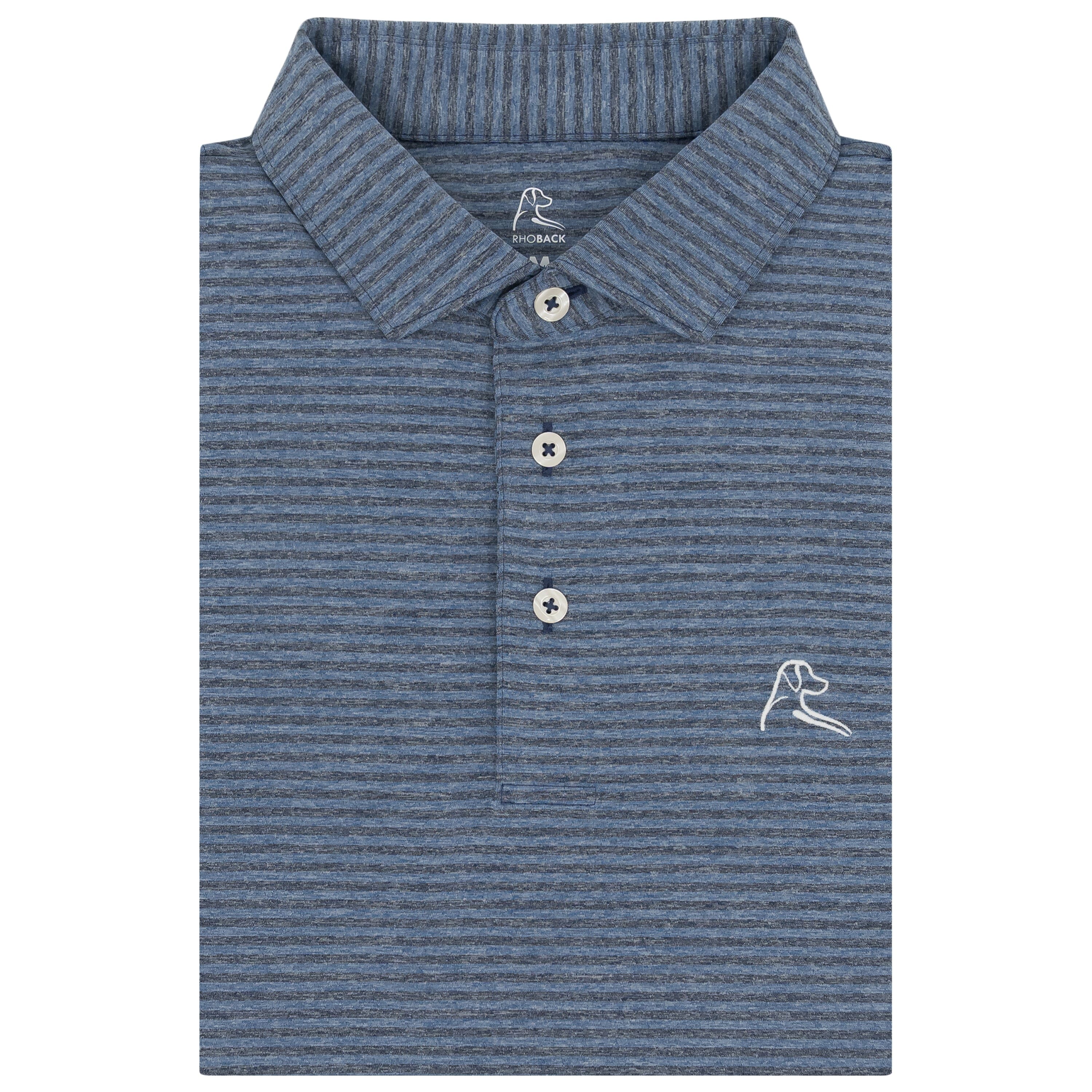 The Barts Heather Stripe | Performance Polo | The Barts Heather Stripe - Coastal Blue/Fleet Navy