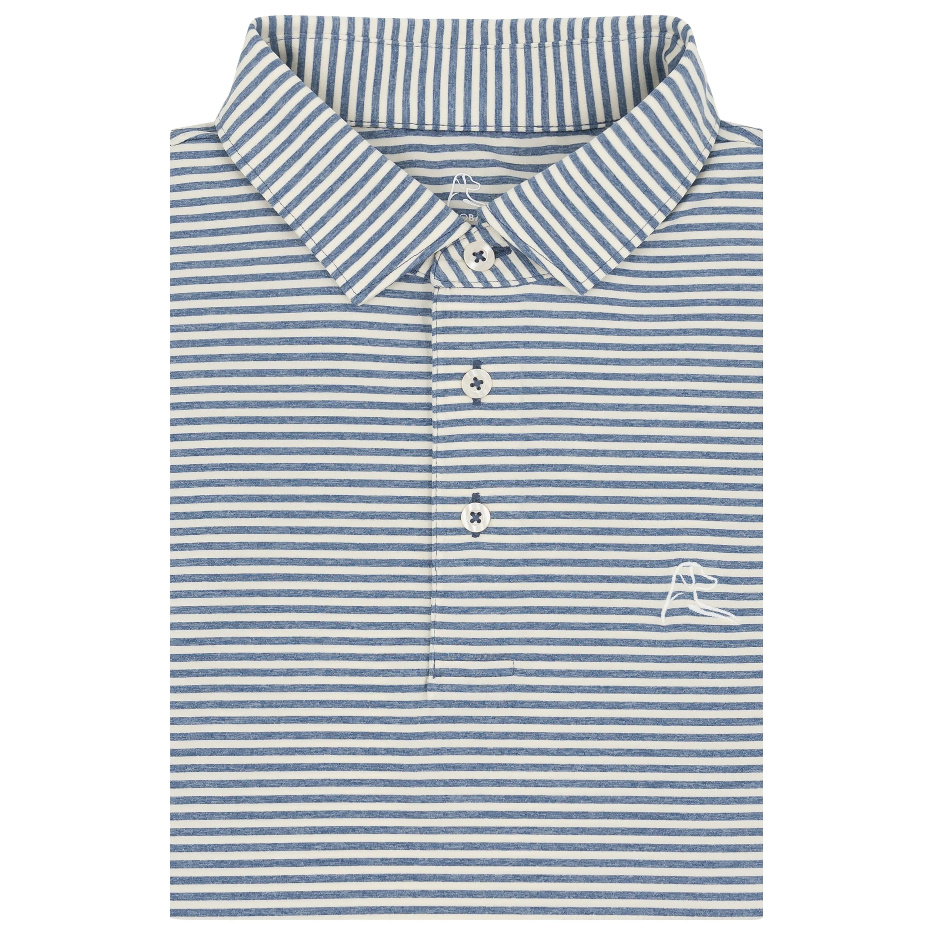 The Barts Heather Stripe | Performance Polo | The Barts Heather Stripe - Coastal Blue/Ivory