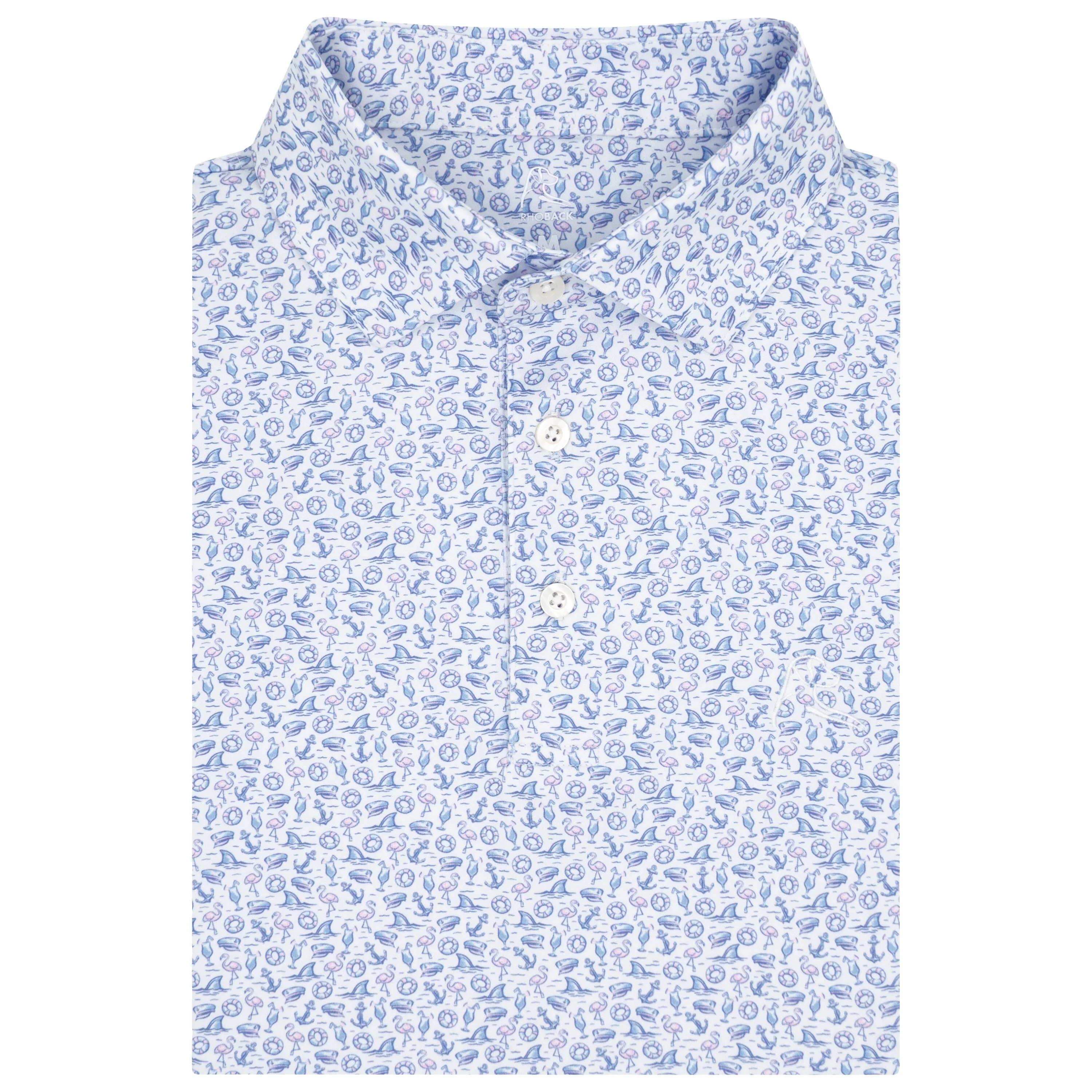 The Booze Cruise | Performance Polo | The Booze Cruise - White/Lavender Blue