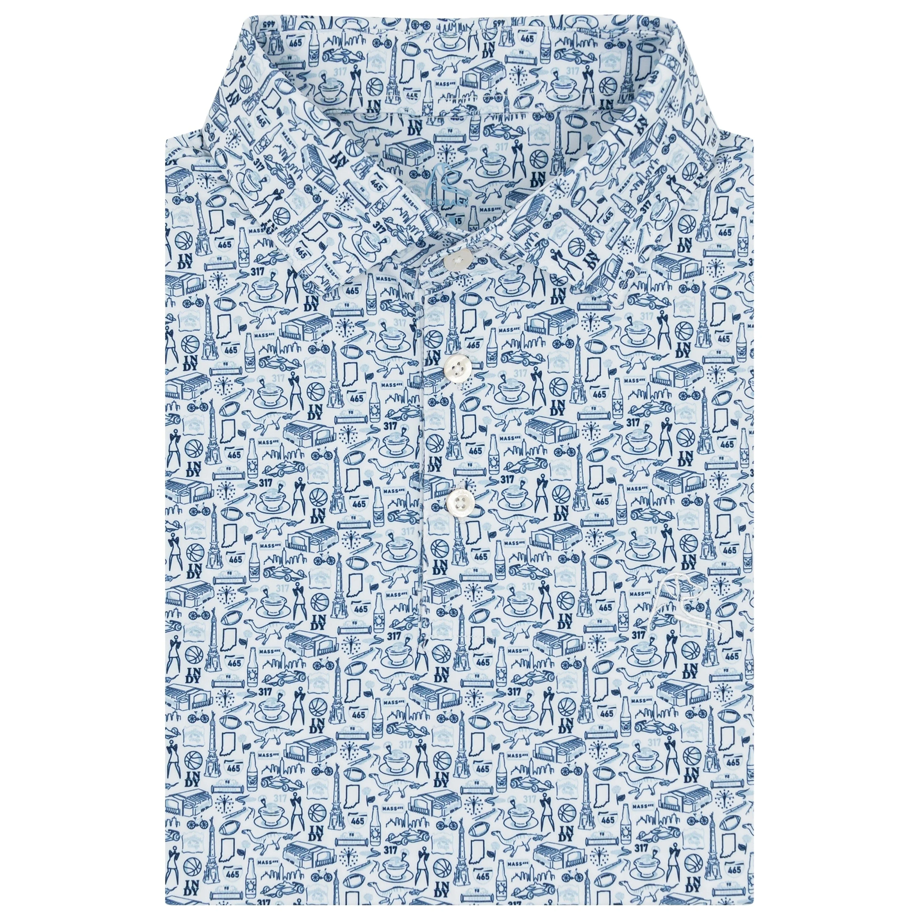 The Indy | Performance Polo | The Indy - White/Zenith Blue - IN