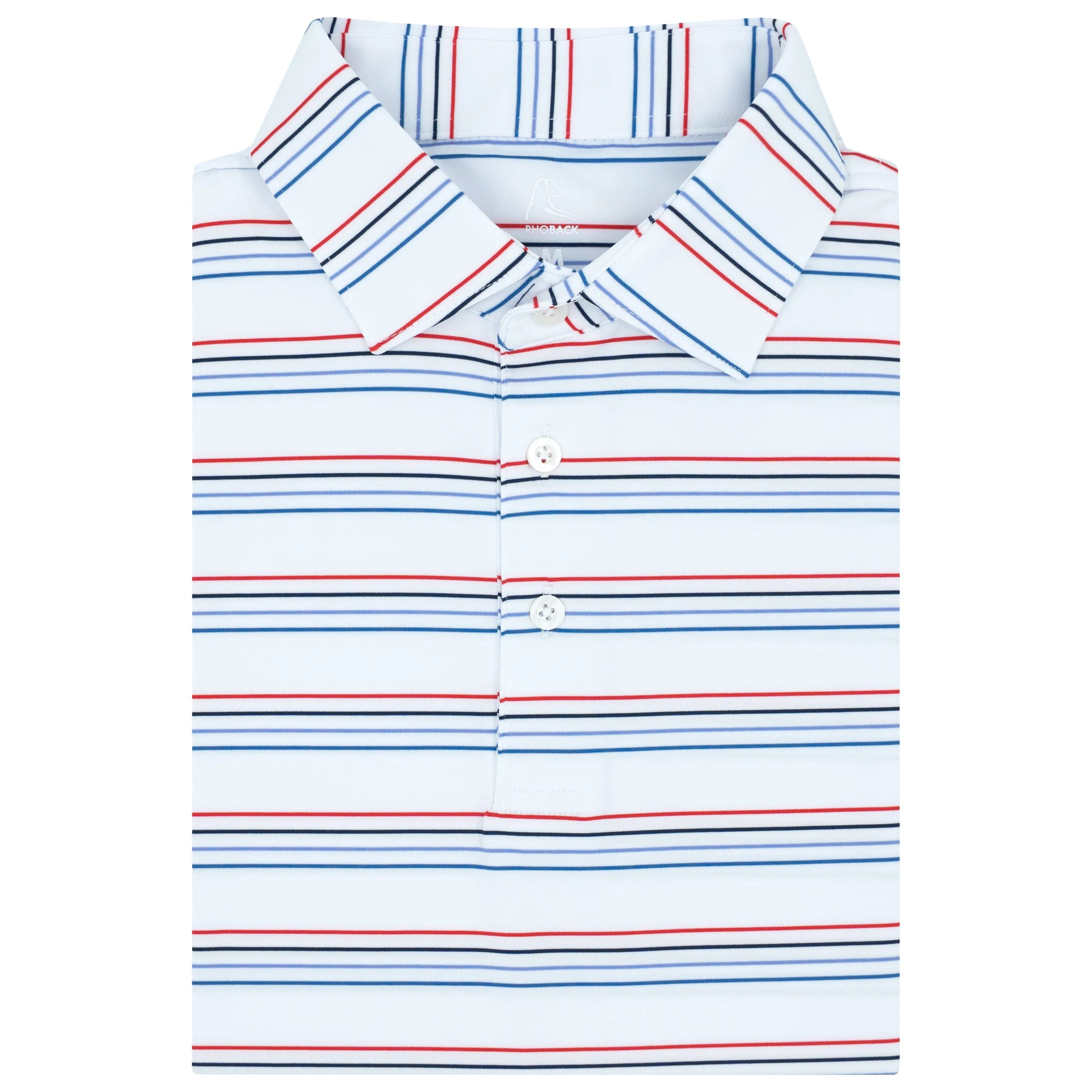 The Ivy Stripe | Performance Polo | The Ivy Stripe - White/Short Stop Blue - USA