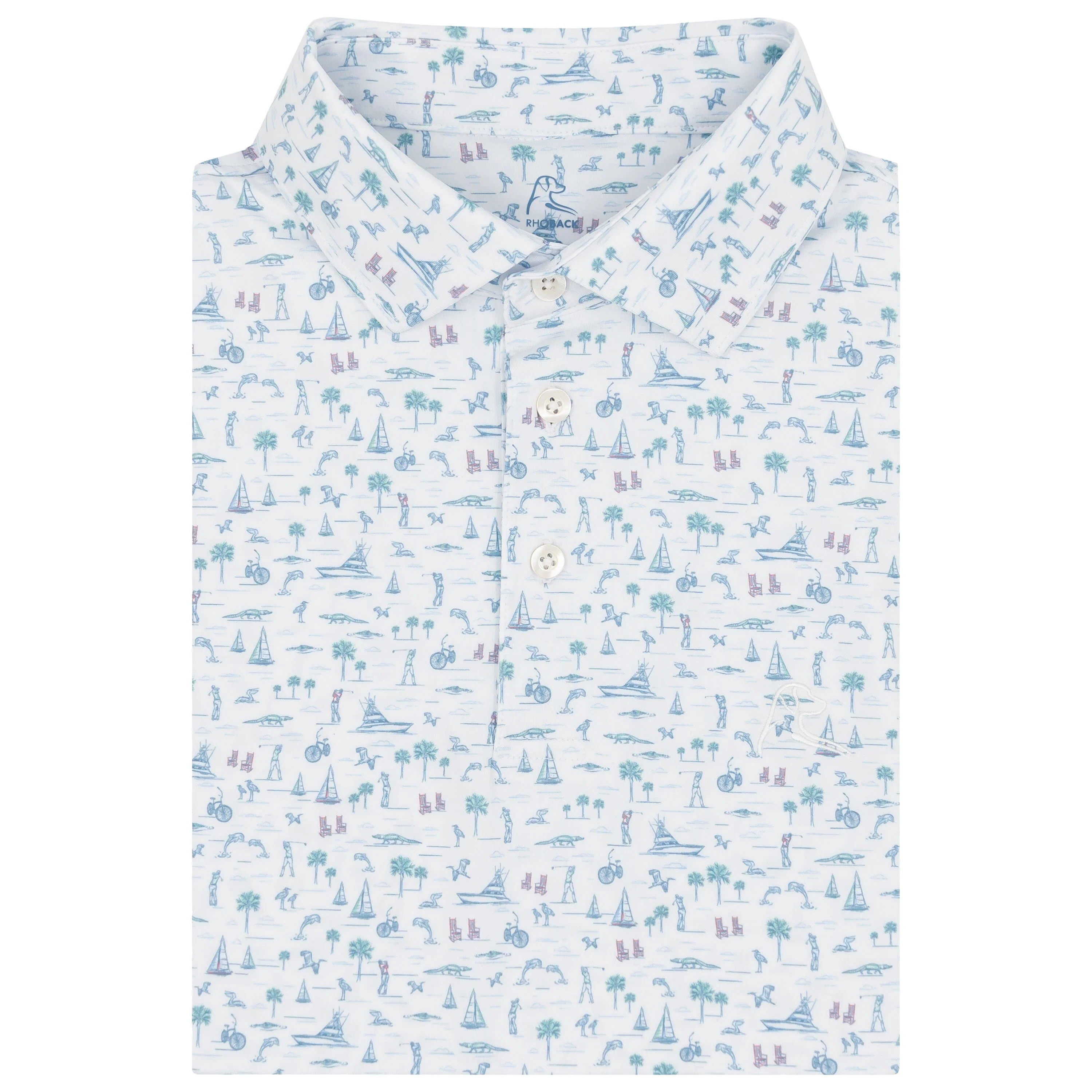 The Lowcountry Golf | Performance Polo | The Lowcountry Golf - White/Potomac Blue