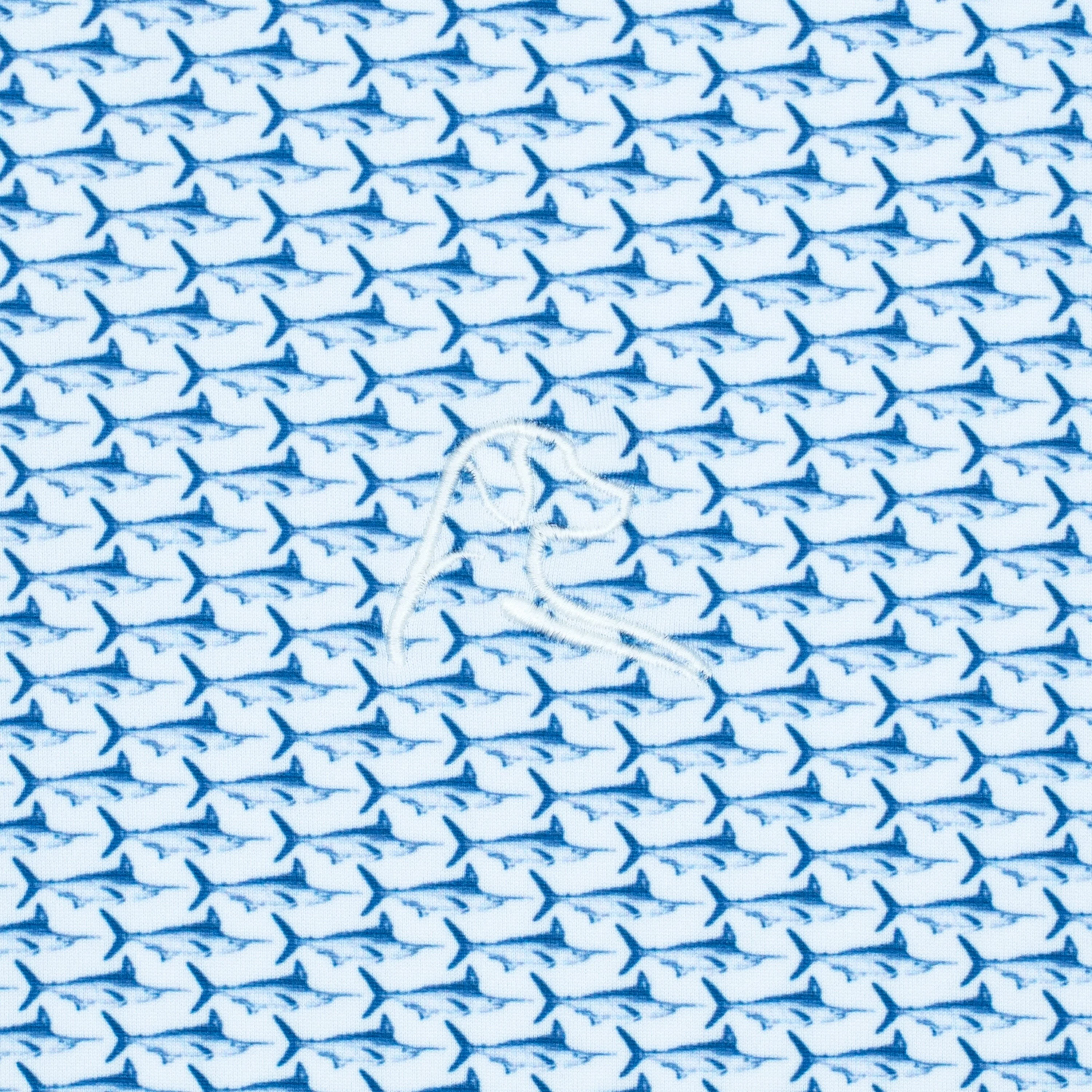The Marlin | Performance Polo | The Marlin - White/Marine Blue - Image 3