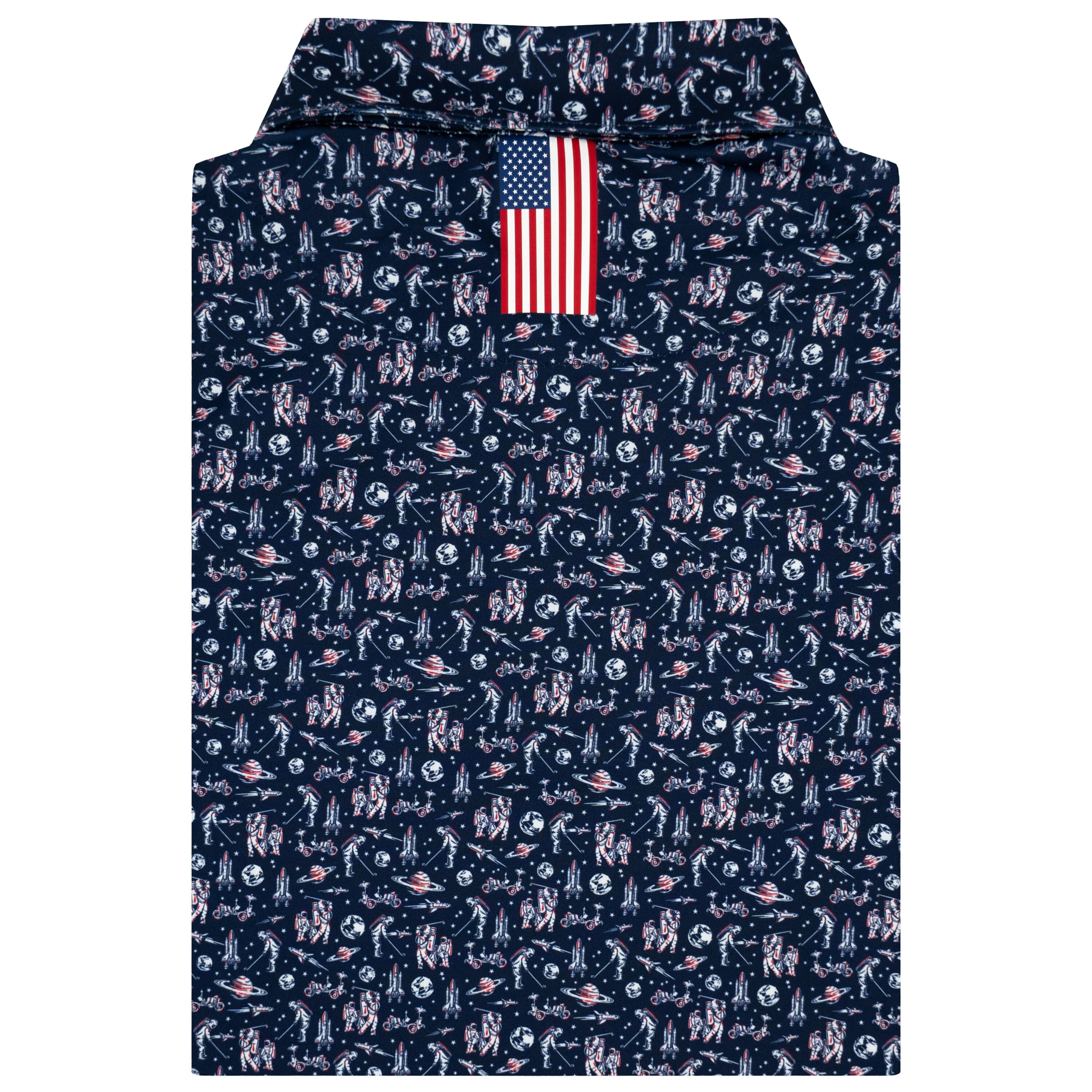 The Moon Bogey | Performance Polo | The Moon Bogey - Admiral Navy/Classic Red - USA - Image 2