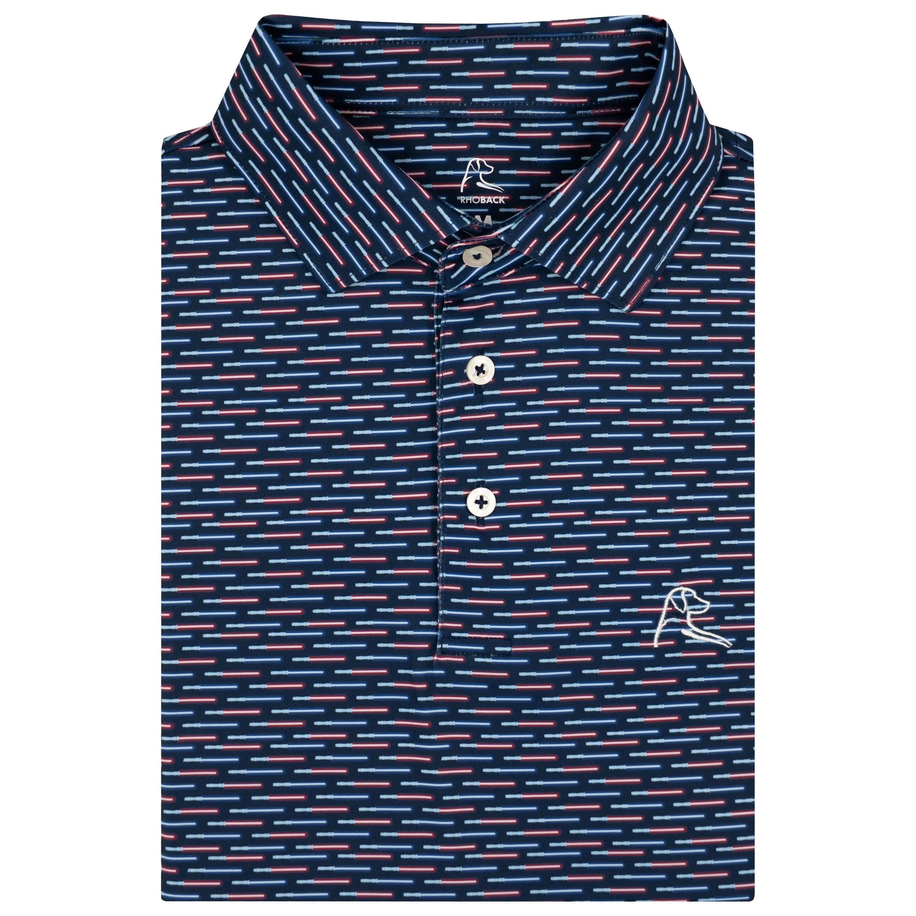 The Saber Stripe | Performance Polo | The Saber Stripe - Fleet Navy/Classic Red