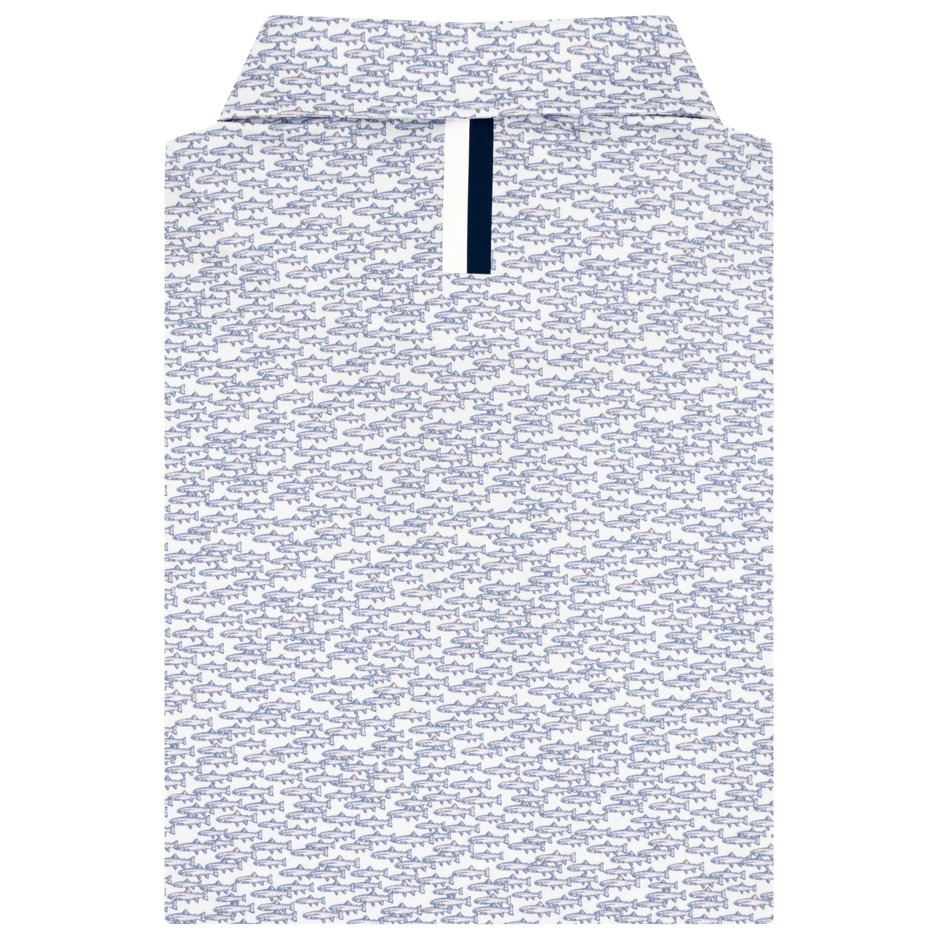 The Trout Run | Performance Polo | The Trout Run - White/Bunker Blue - Image 2
