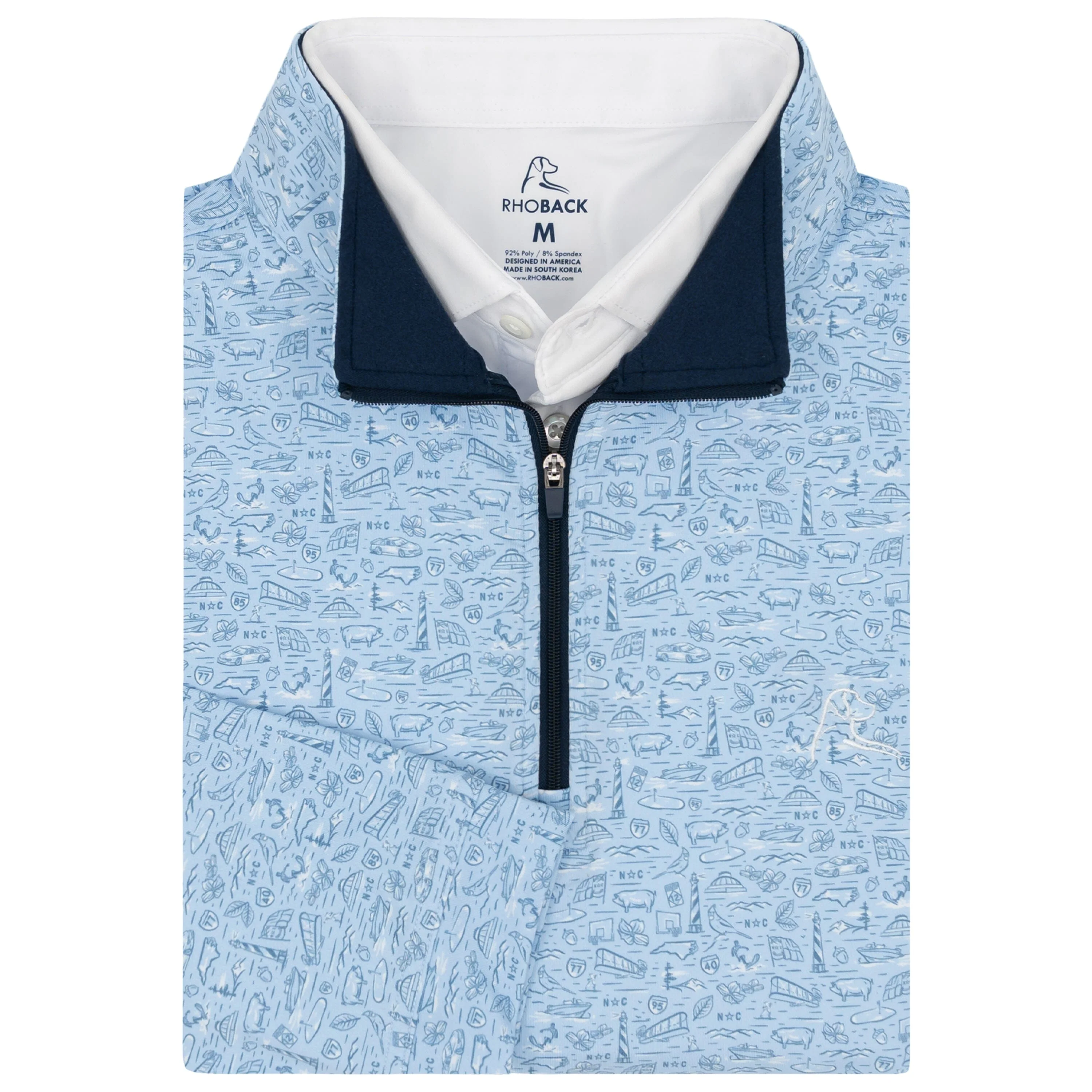 Old North State Performance Q-Zip | The Old North State - Baby Blue/White - NC