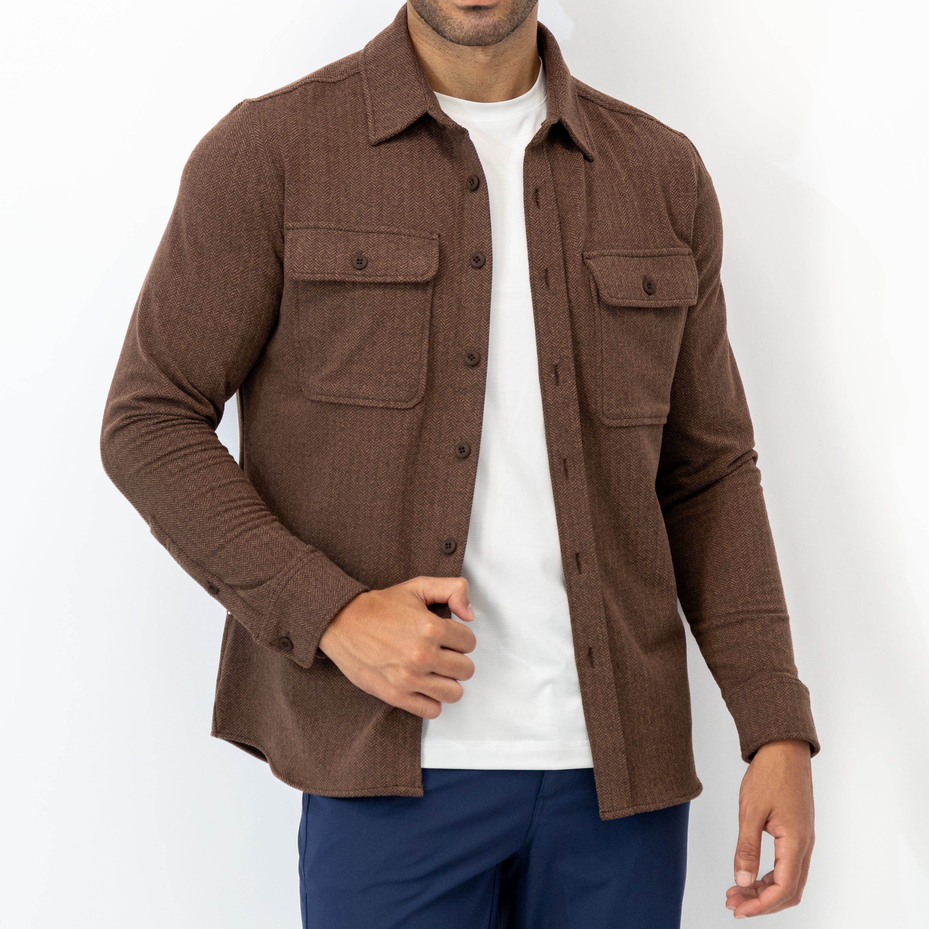 Sheffield Shirt | The Herringbone Jacquard - Sepia/Cocoa - Image 2