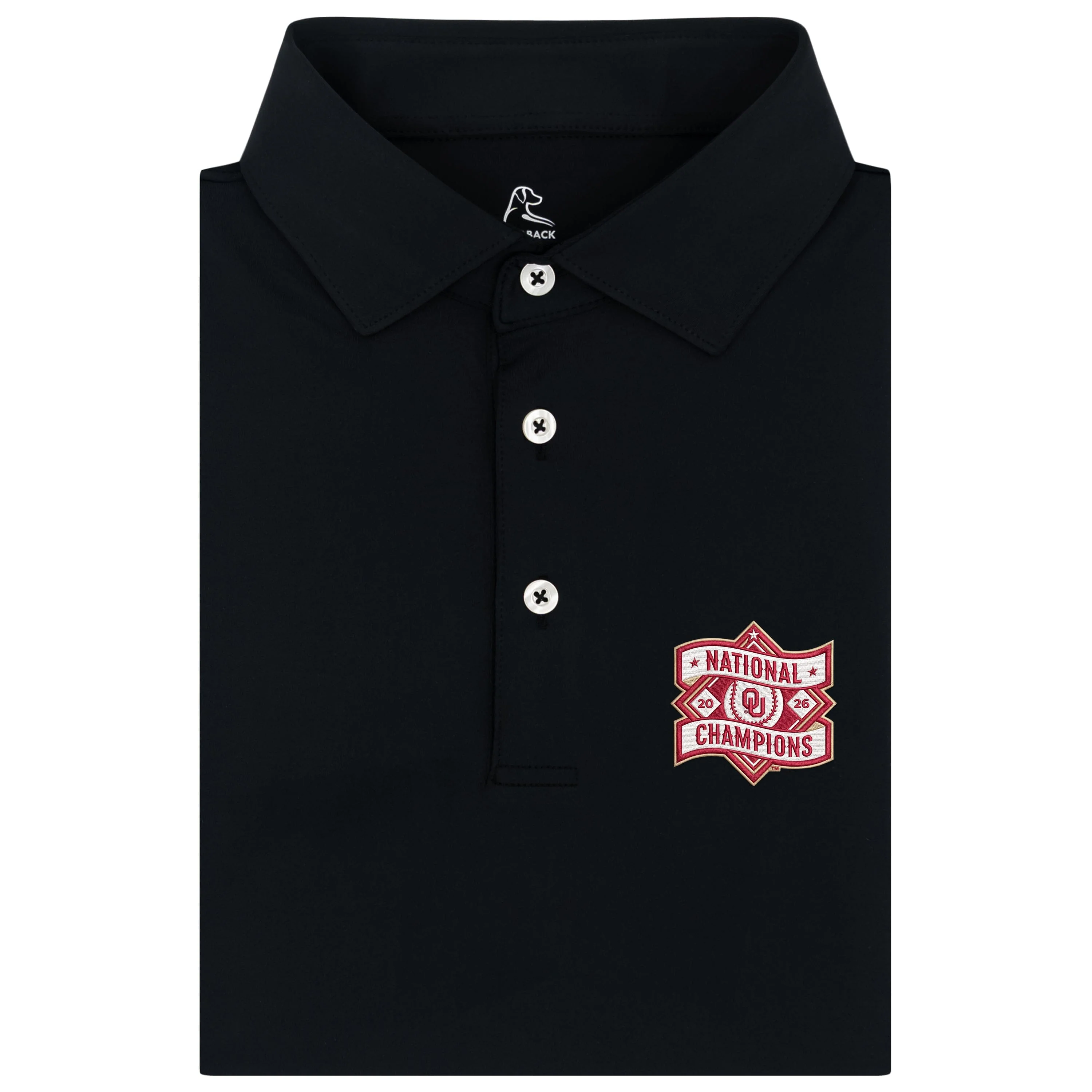 Solid - Oklahoma National Champions | Collegiate Polo | Solid - Black - OU CHAMP