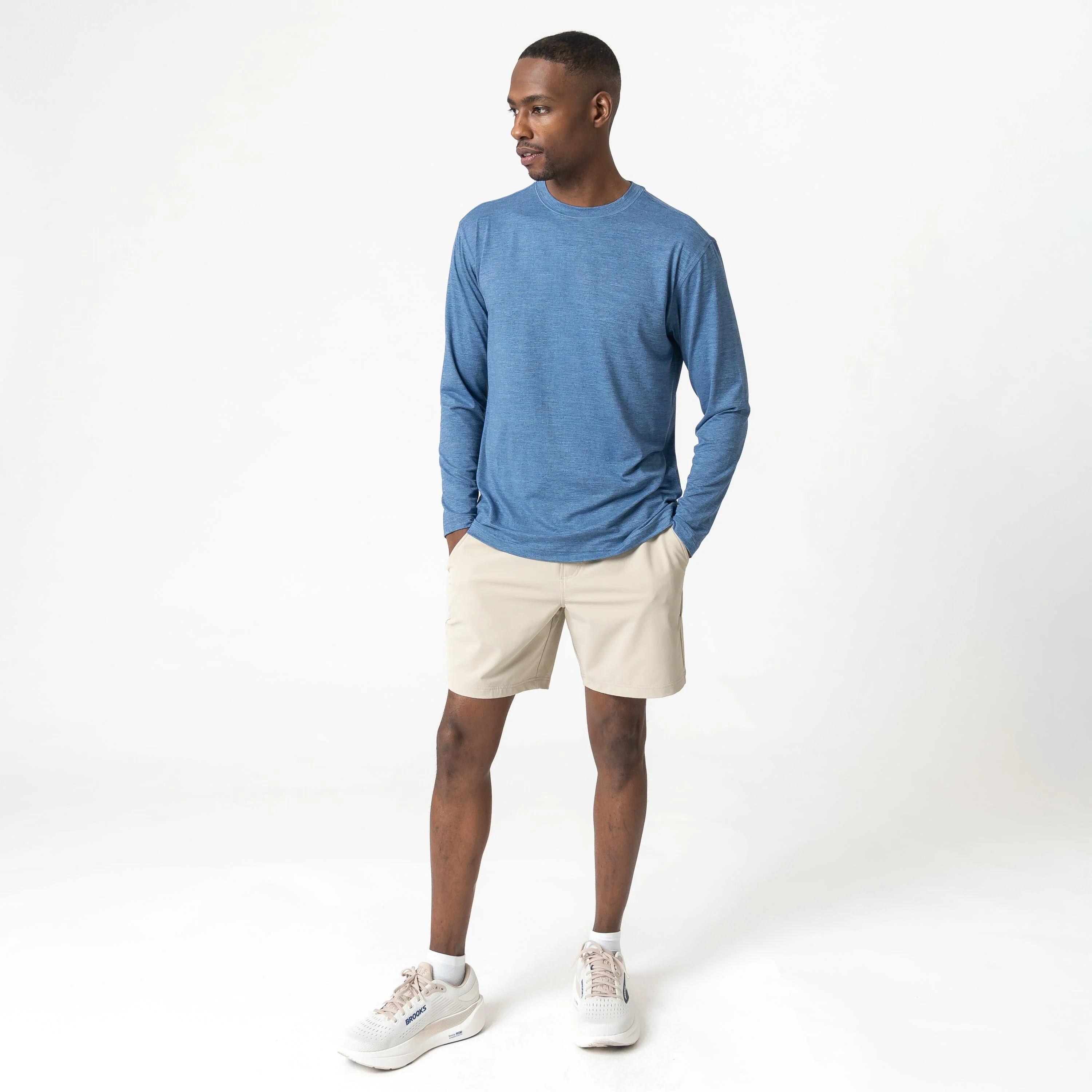 Tailwind Performance Long Sleeve Tee | Heather - Coastal Blue/Potomac Blue - Image 5