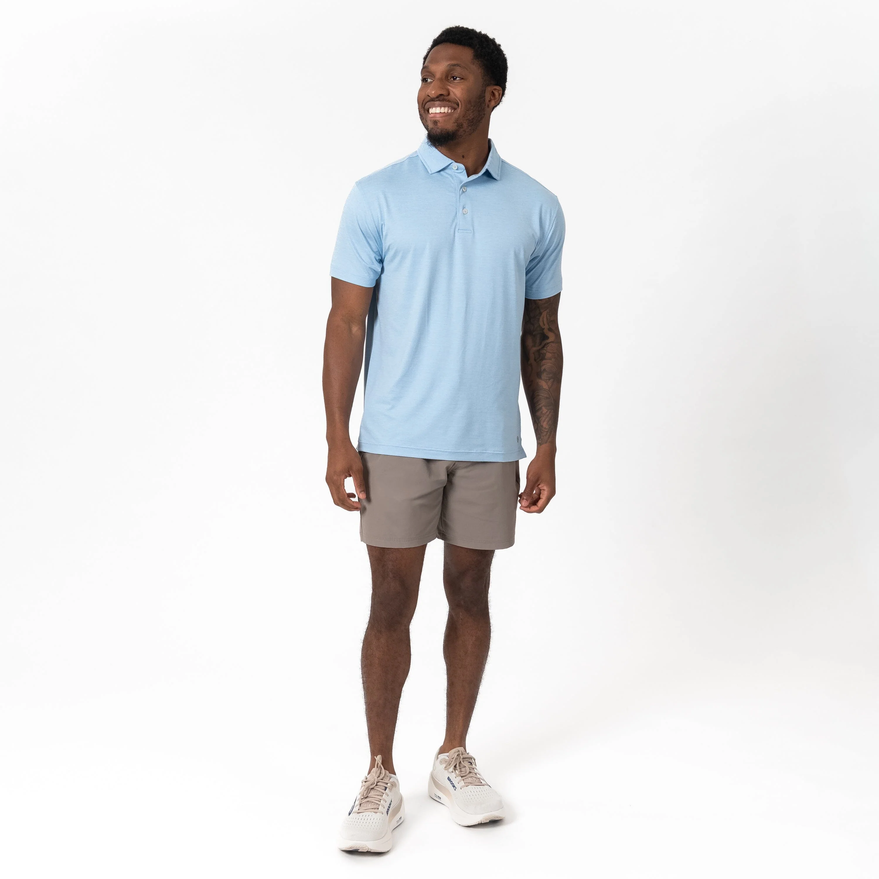 Tailwind Performance Polo | Heather - Baby Blue/Baby Blue - Image 7
