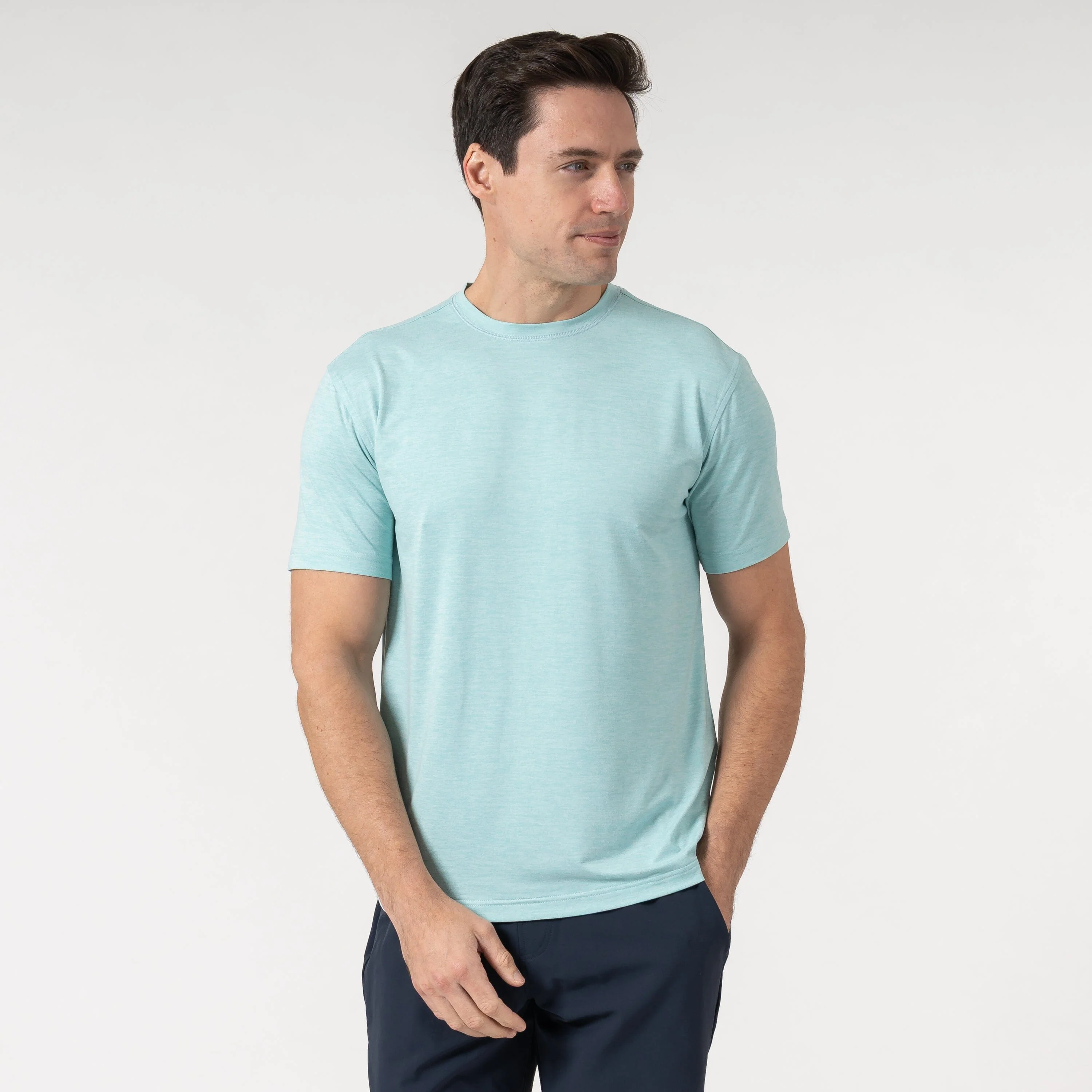 Tailwind Performance Tee | Heather - Antigua Green/White - Image 6