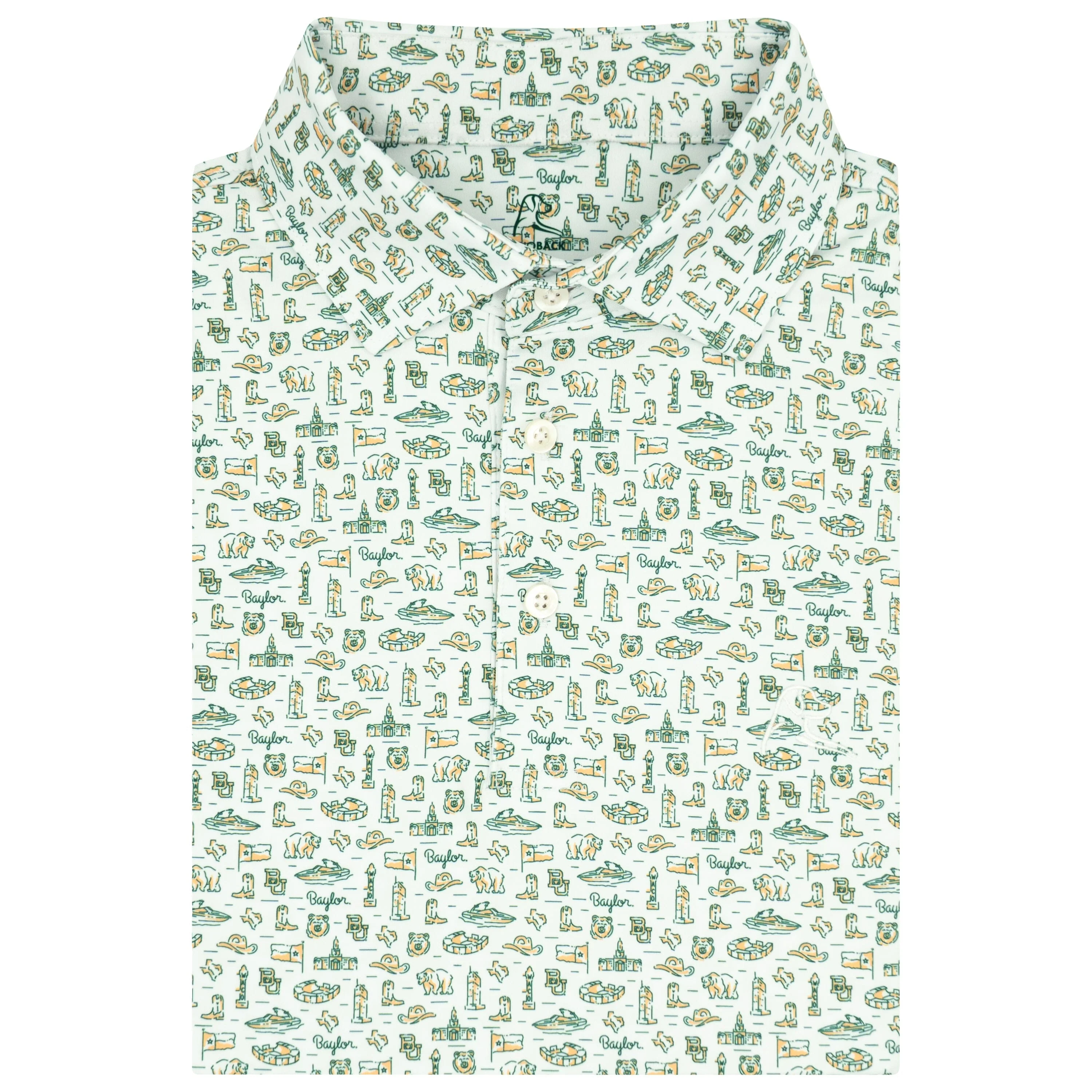 The Baylor College Town | Collegiate Polo | The Baylor College Town - White/Evergreen