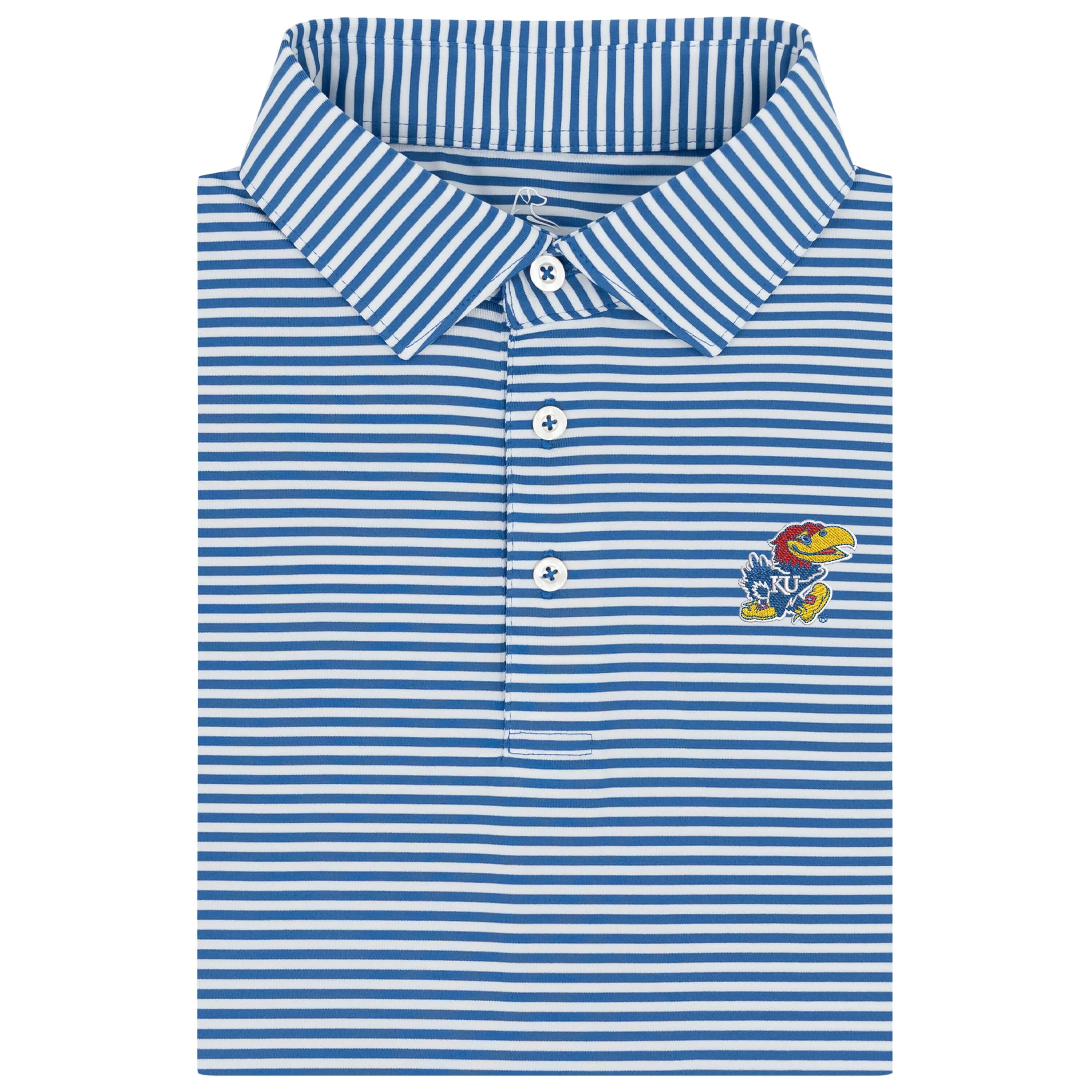 The Birdie Stripe - Kansas | Collegiate Polo | The Birdie Stripe - Azure Blue/White - KU 2 BLUE