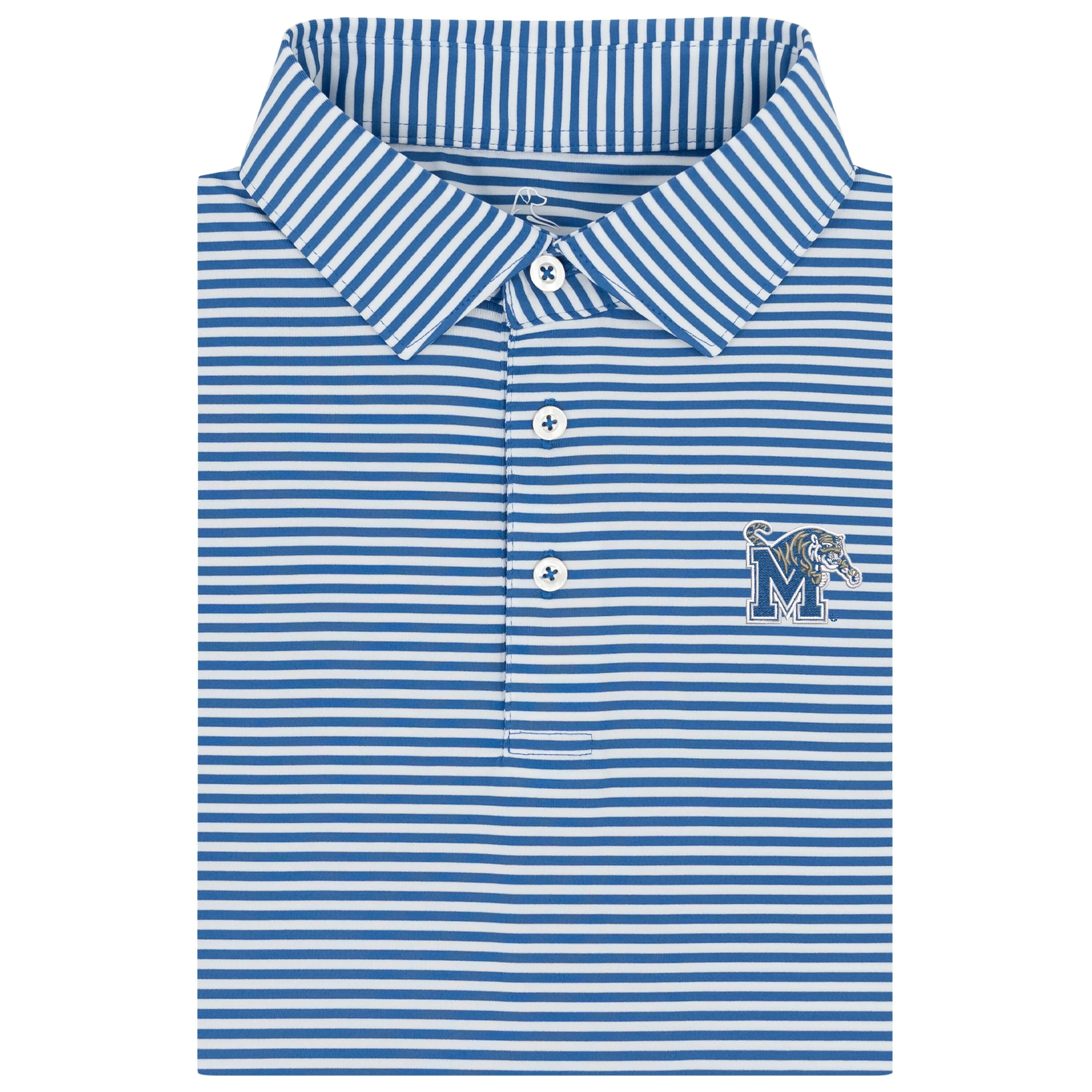 The Birdie Stripe - Memphis | Collegiate Polo | The Birdie Stripe - Azure Blue/White - MEM 2 BLUE
