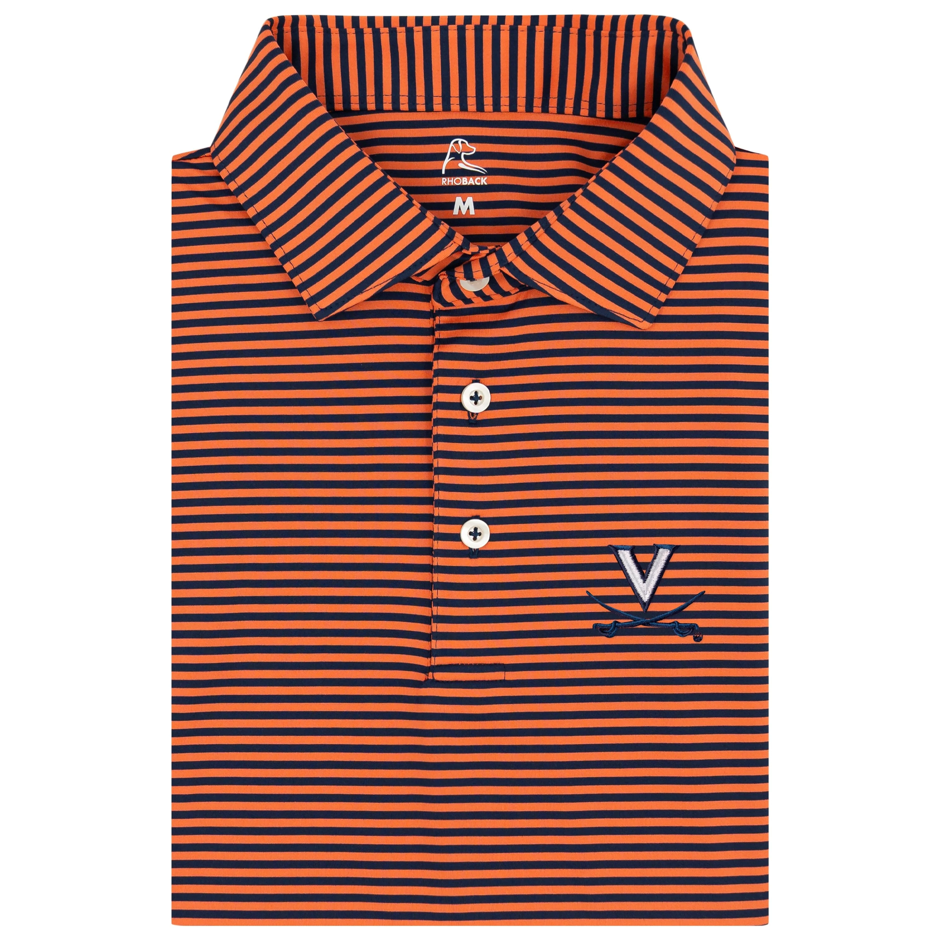 The Birdie Stripe - UVA | Collegiate Polo | The Birdie Stripe - Blaze Orange/Fleet Navy - UVA - 1