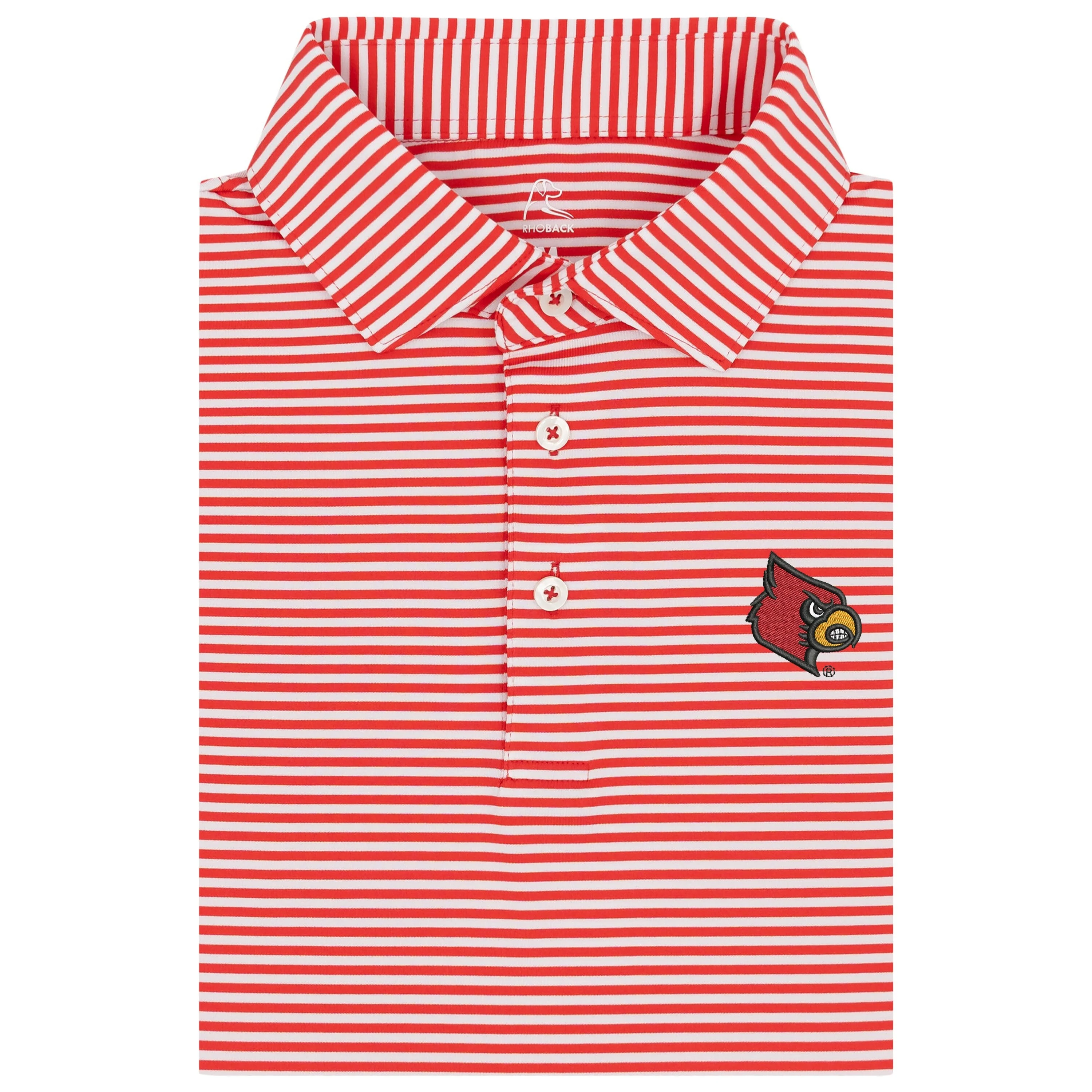 The Birdie Stripe - Louisville | Collegiate Polo | The Birdie Stripe - Cherry Red/White - UL 4 BLACK