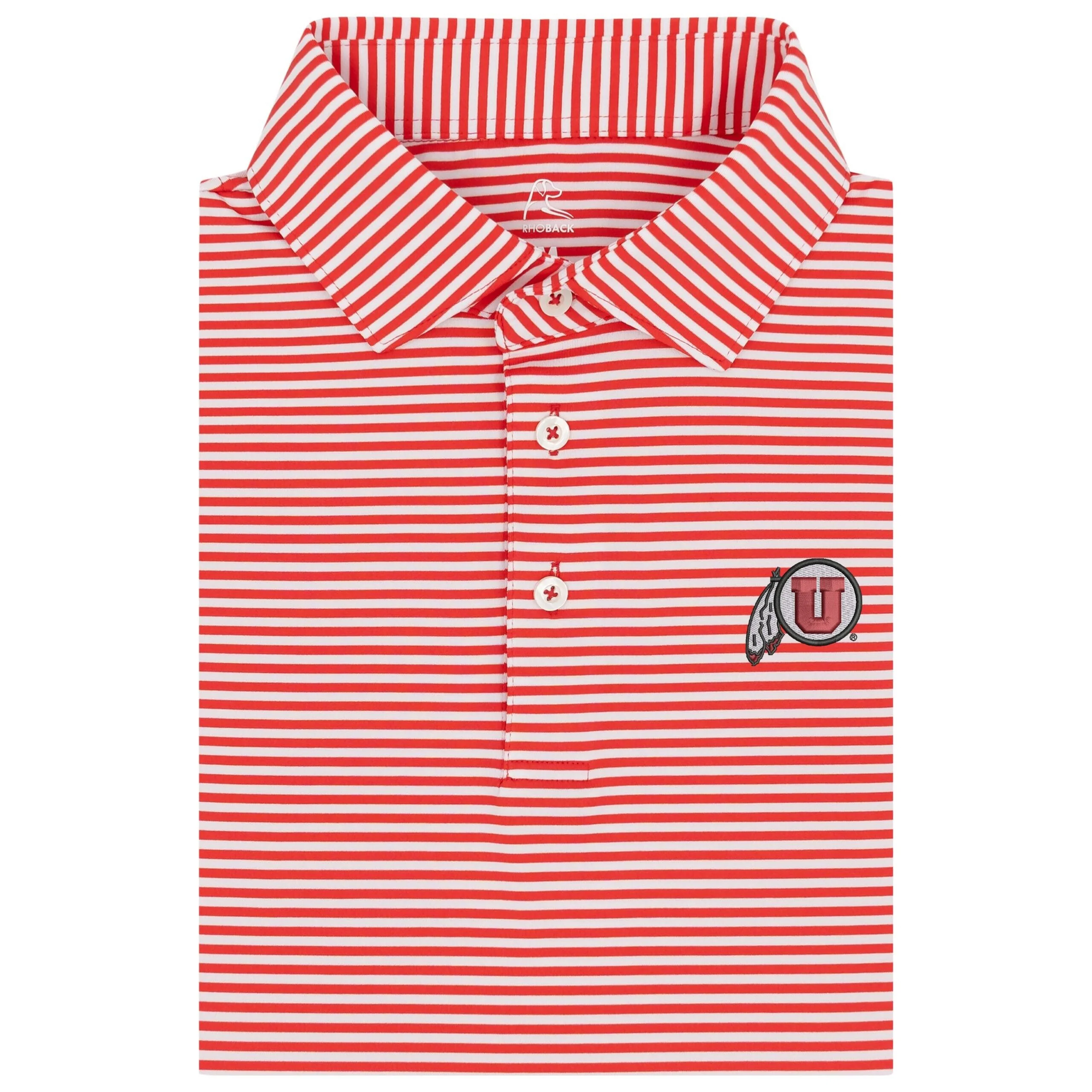 The Birdie Stripe - Utah | Collegiate Polo | The Birdie Stripe - Cherry Red/White - UTAH 1 BLACK