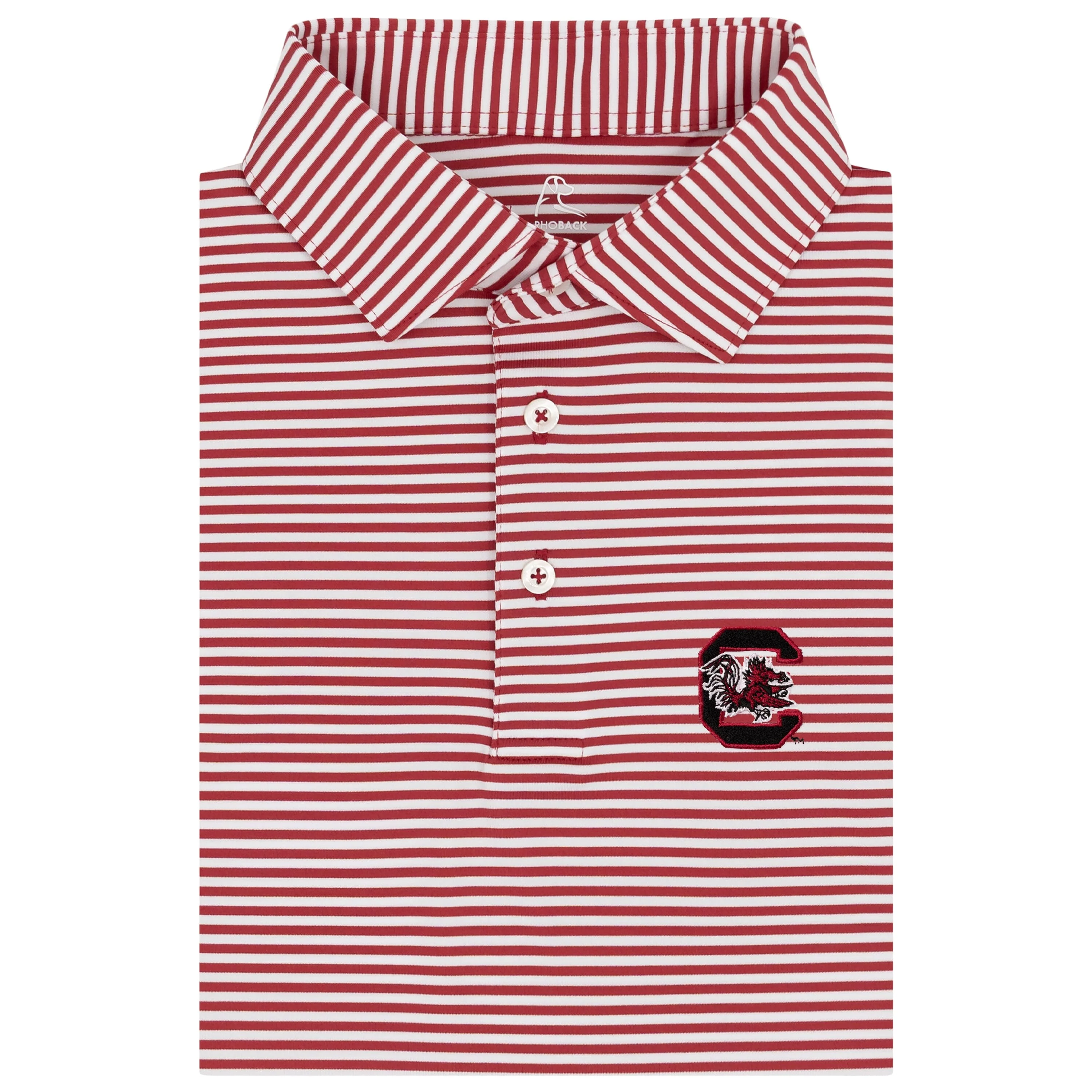The Birdie Stripe - South Carolina | Collegiate Polo | The Birdie Stripe - Dark Red/White - South Carolina - 1