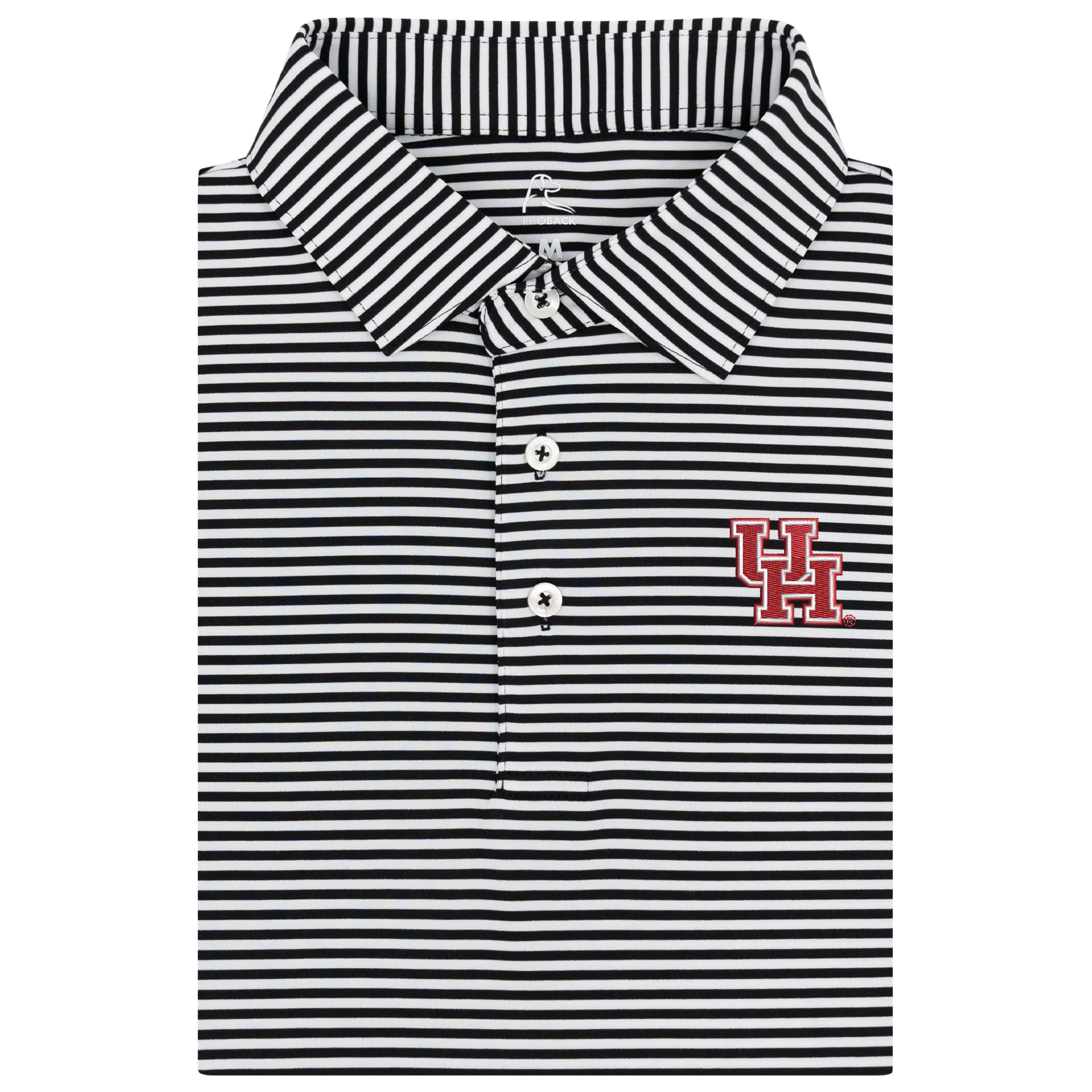 The Birdie Stripe - Houston | Collegiate Polo | The Birdie Stripe - Midnight Black/White - UH 2 RED