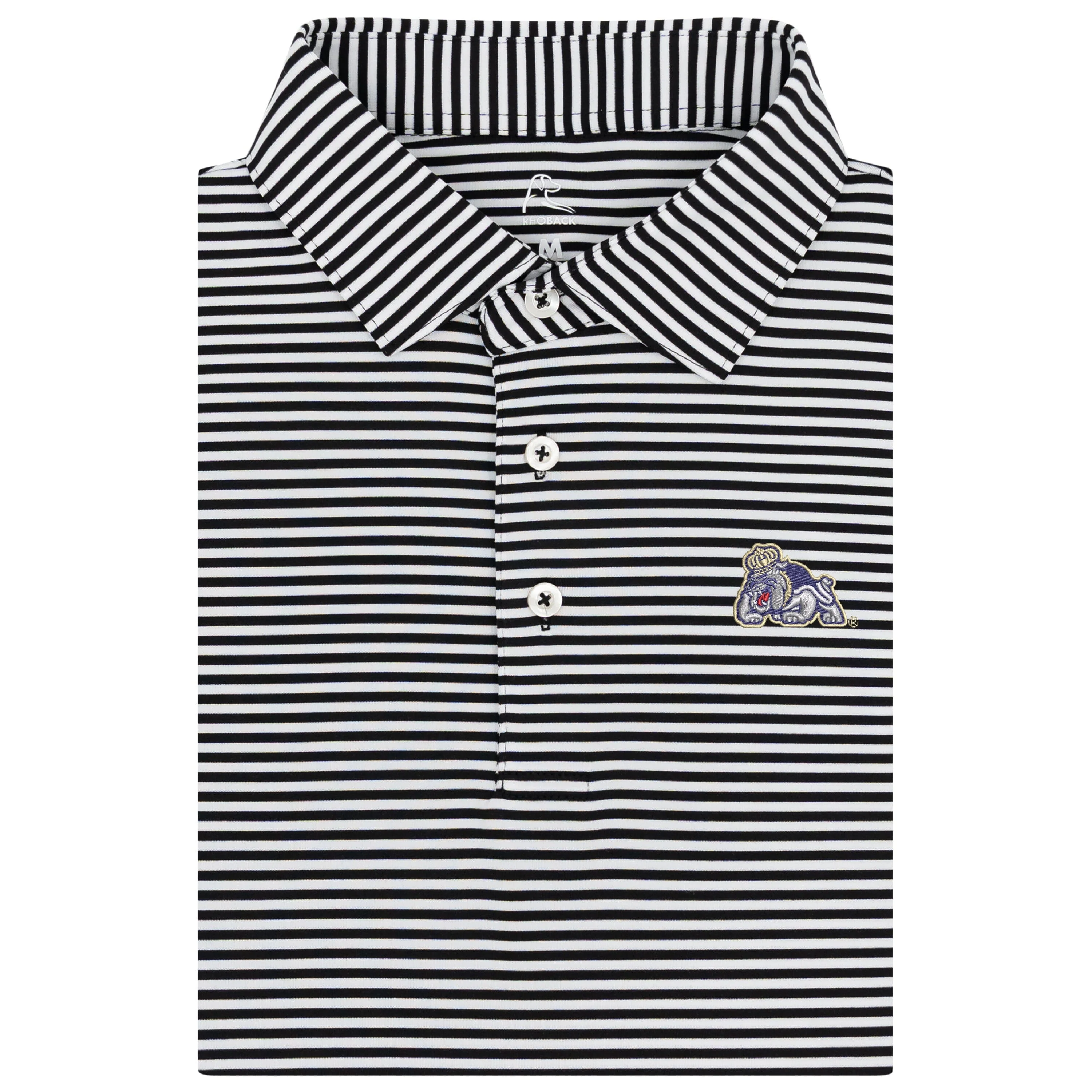 The Birdie Stripe - James Madison | Collegiate Polo | The Birdie Stripe - Midnight Black/White - JMU 4 PURPLE