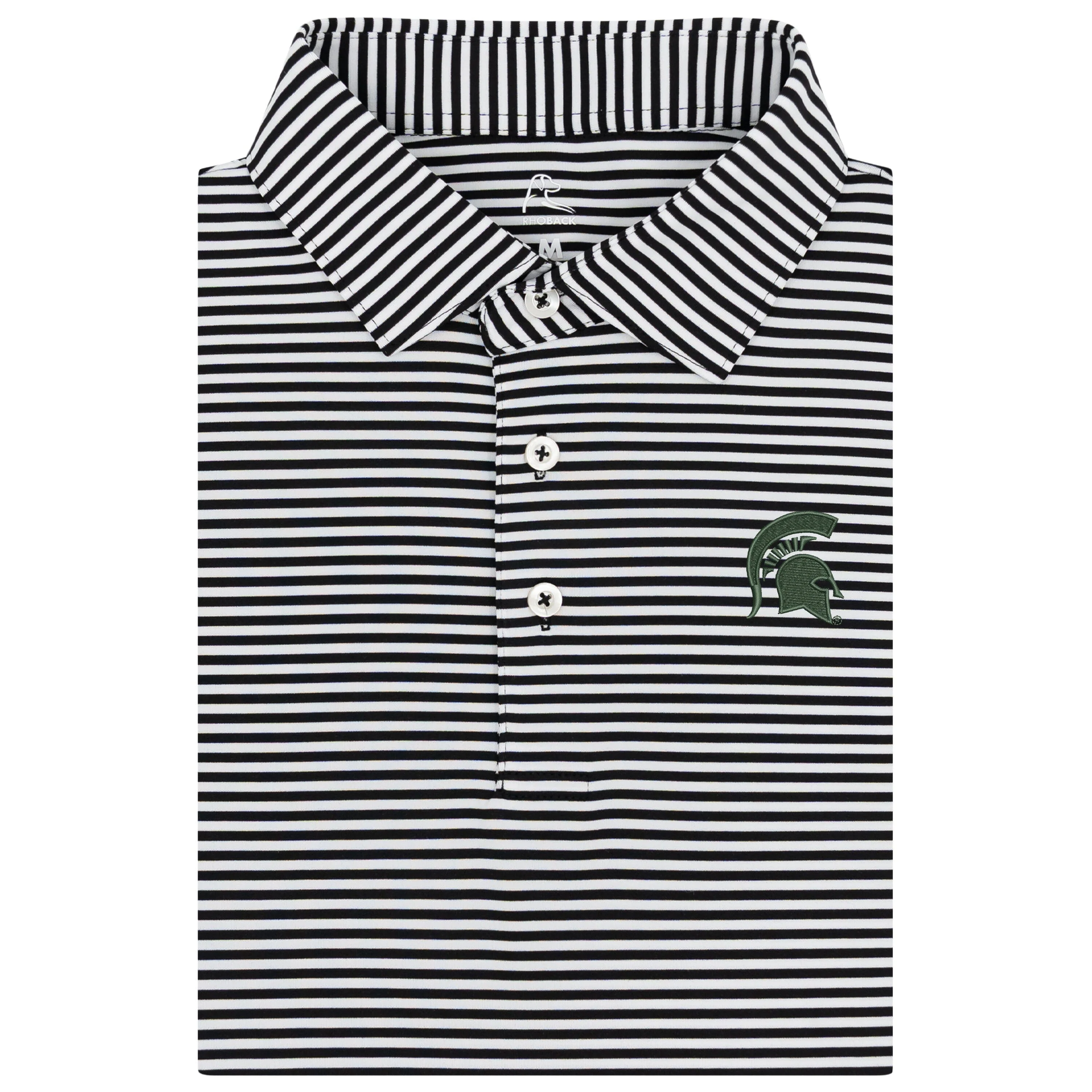 The Birdie Stripe - Michigan State | Collegiate Polo | The Birdie Stripe - Midnight Black/White - MSU 2 GREEN