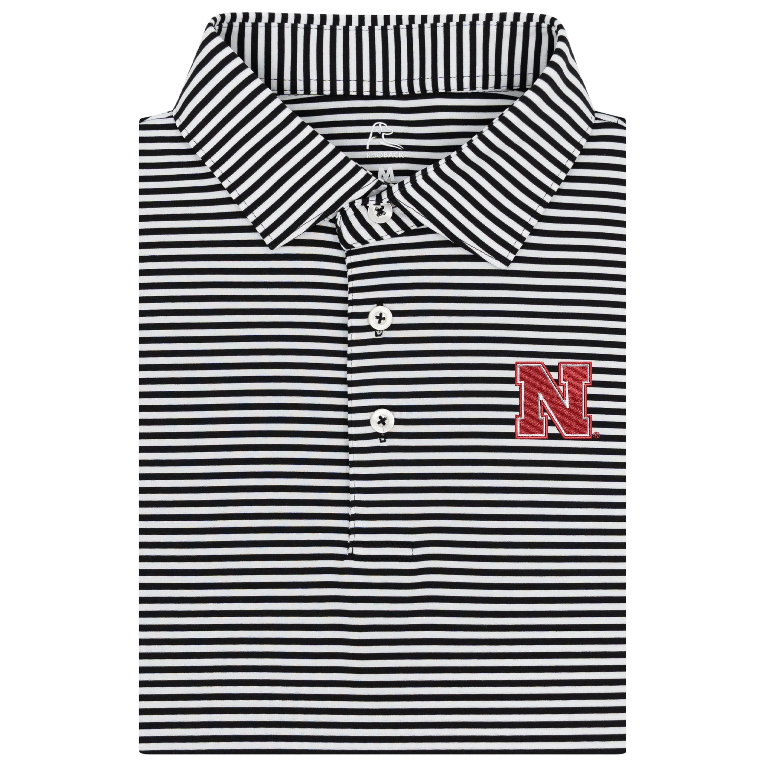 The Birdie Stripe - Nebraska | Collegiate Polo | The Birdie Stripe - Midnight Black/White - NE 2 RED
