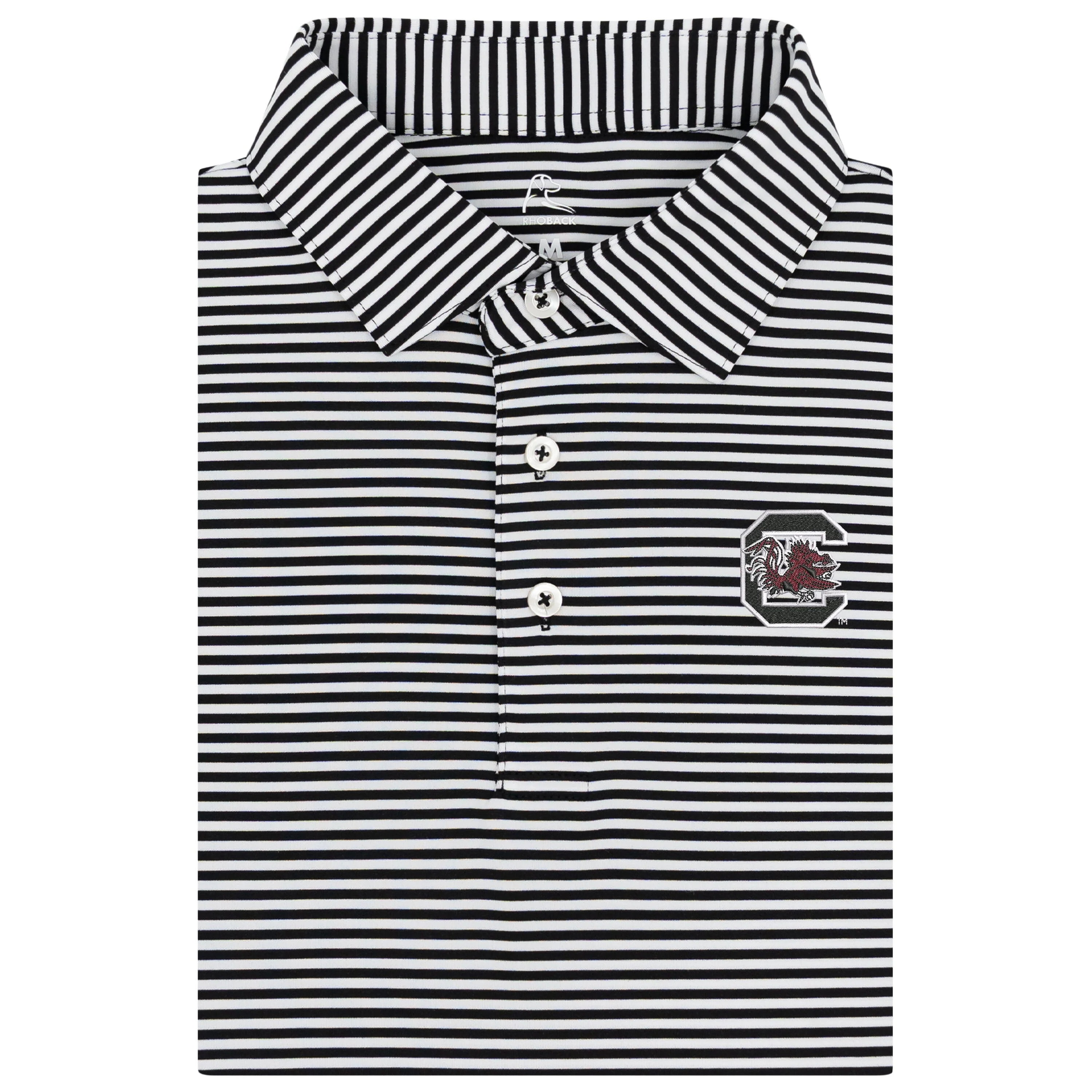 The Birdie Stripe - South Carolina | Collegiate Polo | The Birdie Stripe - Midnight Black/White - USC 3 WHITE