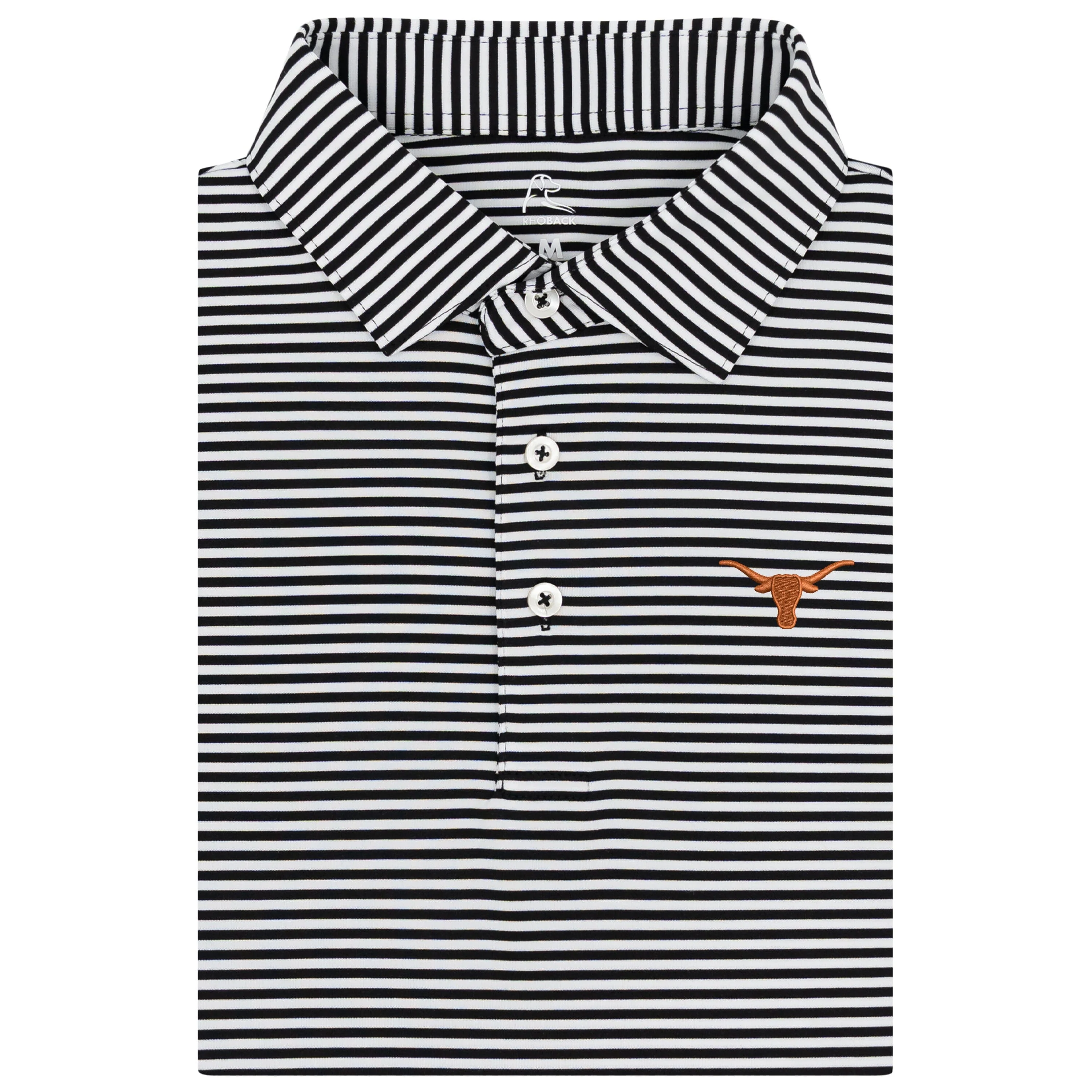 The Birdie Stripe - Texas | Collegiate Polo | The Birdie Stripe - Midnight Black/White - UT 2 ORANGE