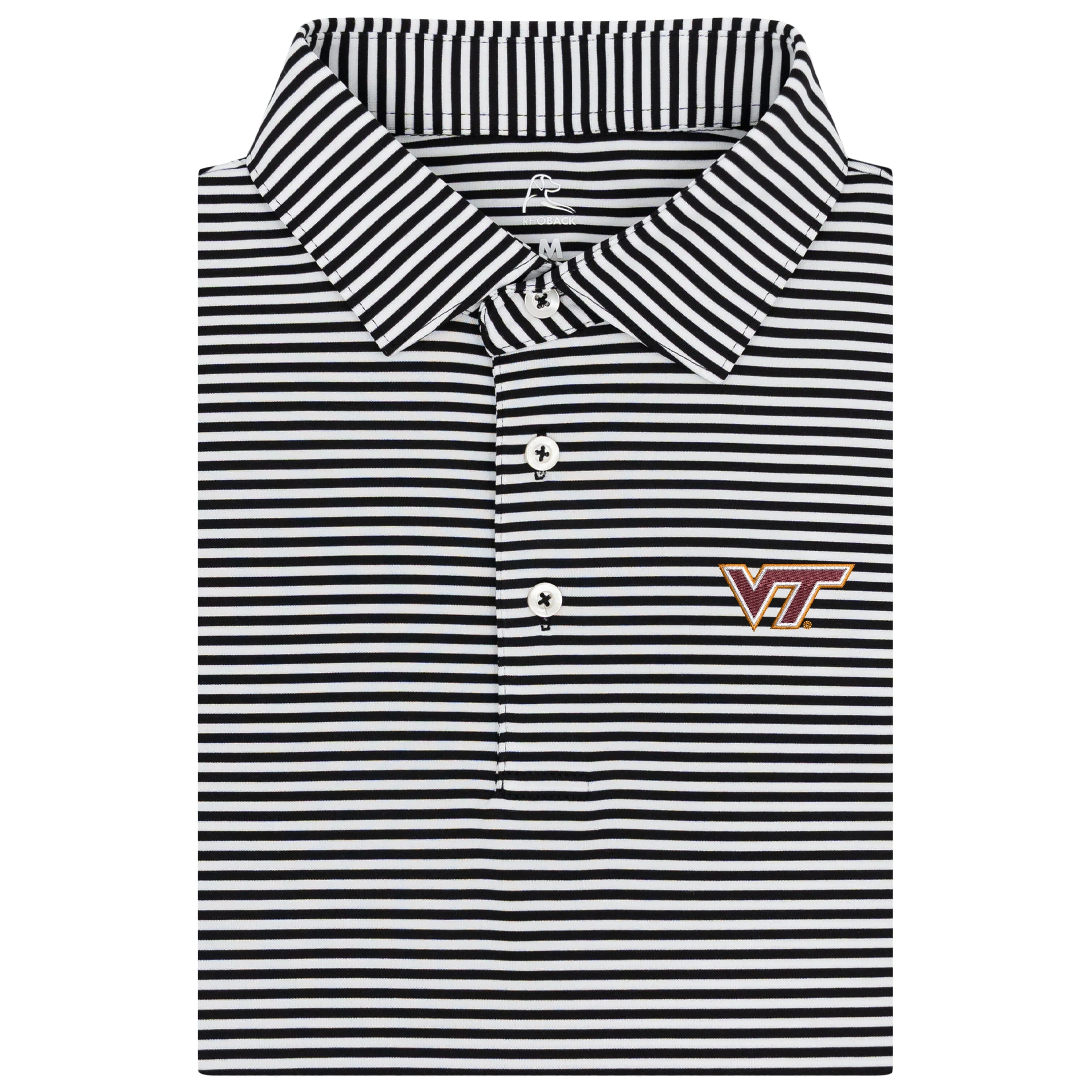 The Birdie Stripe - Virginia Tech | Collegiate Polo | The Birdie Stripe - Midnight Black/White - VT 1 MAROON