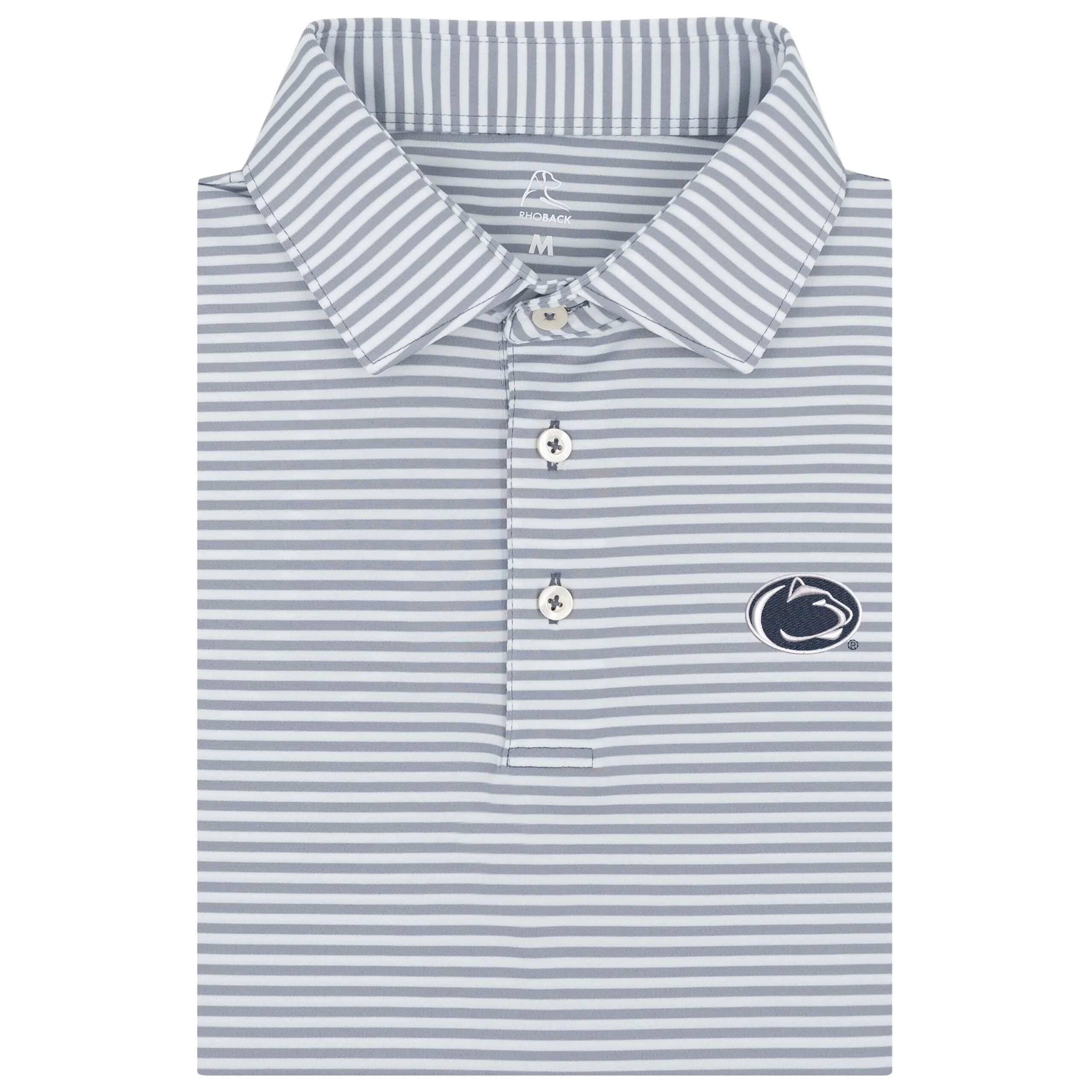 The Birdie Stripe - Penn State | Collegiate Polo | The Birdie Stripe - Stainless Steel/White - PSU 6 NAVY