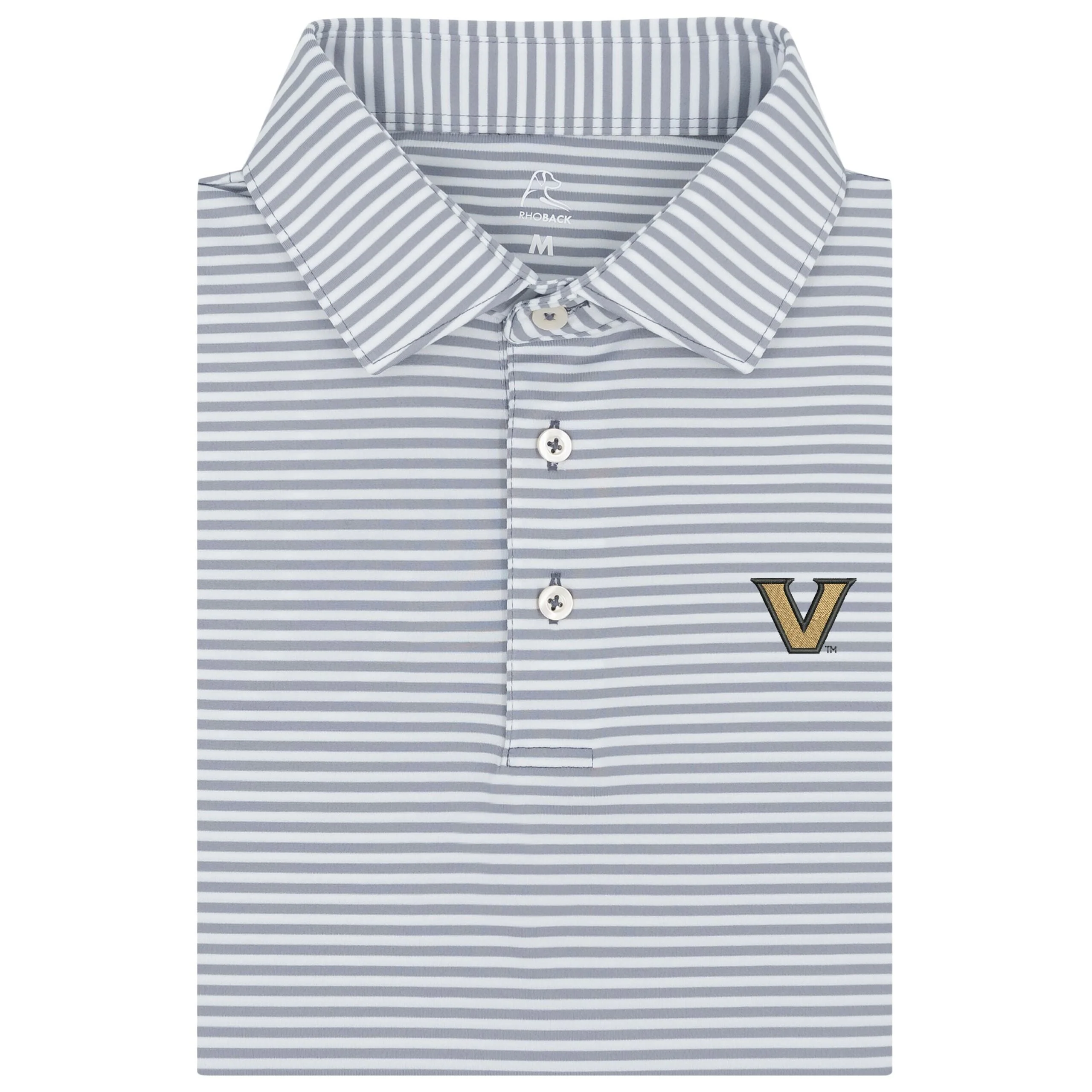 The Birdie Stripe - Vanderbilt | Collegiate Polo | The Birdie Stripe - Stainless Steel/White - VAN 2 BLACK