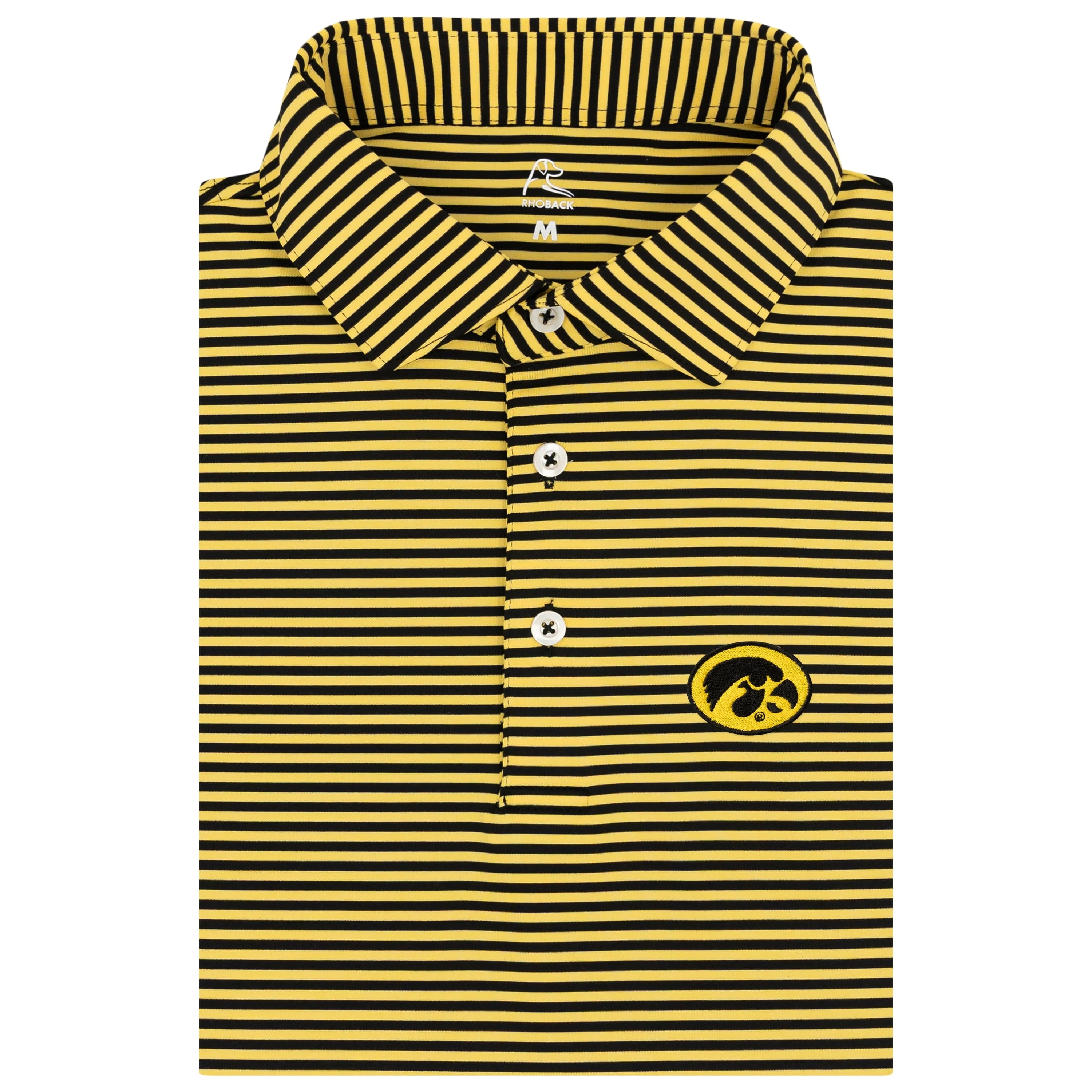 The Birdie Stripe - Iowa | Collegiate Polo | The Birdie Stripe - Black/Maize Yellow - Iowa - 1
