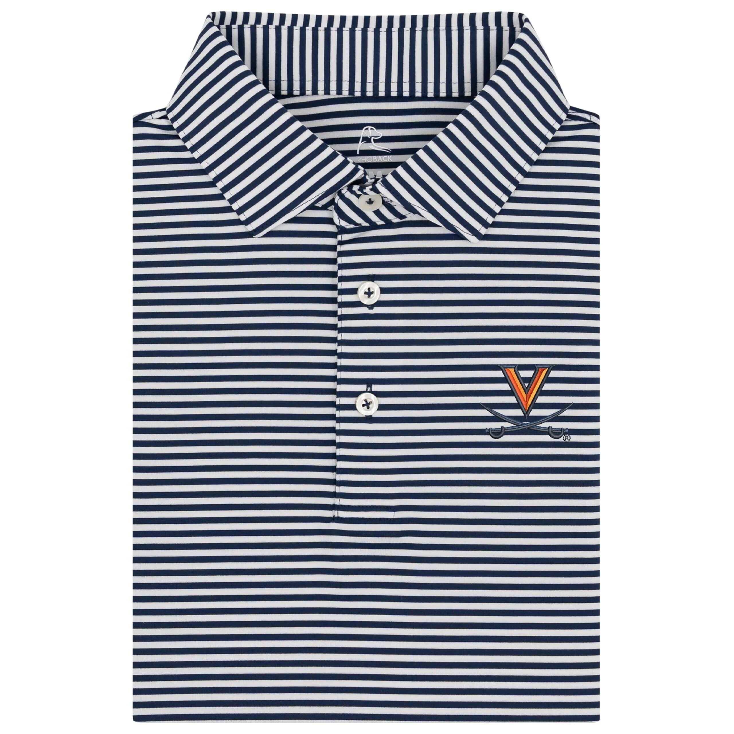 The Birdie Stripe - UVA | Collegiate Polo | The Birdie Stripe - Fleet Navy/White - UVA 7 BLUE