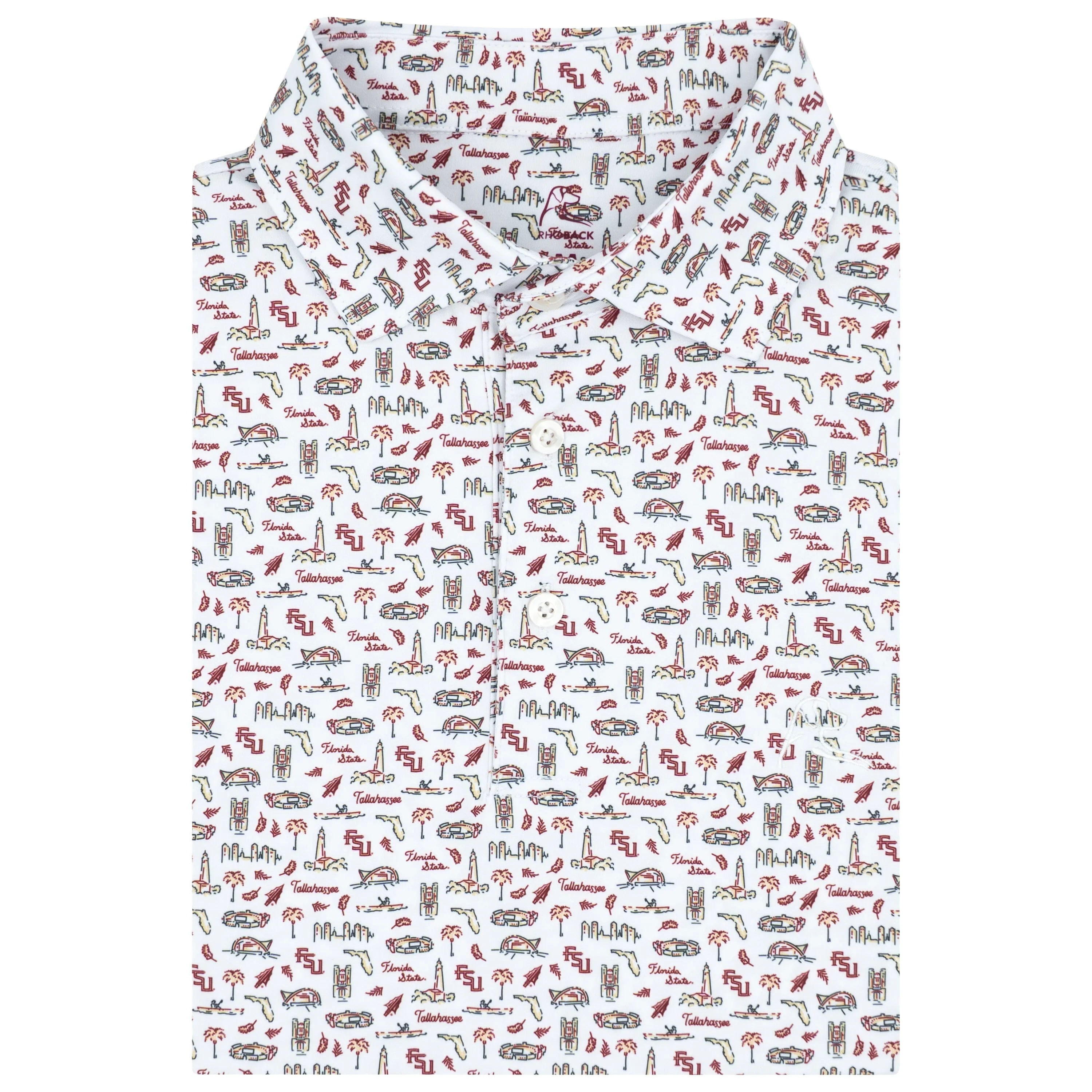 The Florida State College Town | Collegiate Polo | The Florida State College Town - White/Garnet Red